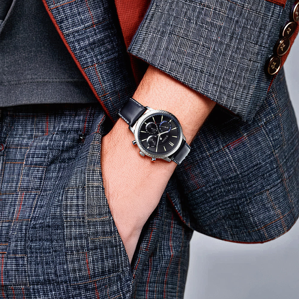 Titan Stellar Black Dial Multifunctional Analog Watch