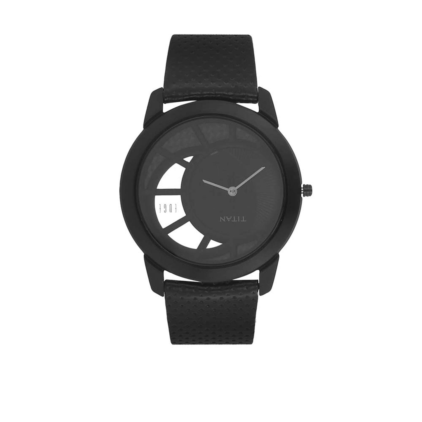 Titan Quartz Analog Black Dial Leather Strap Watch for Men