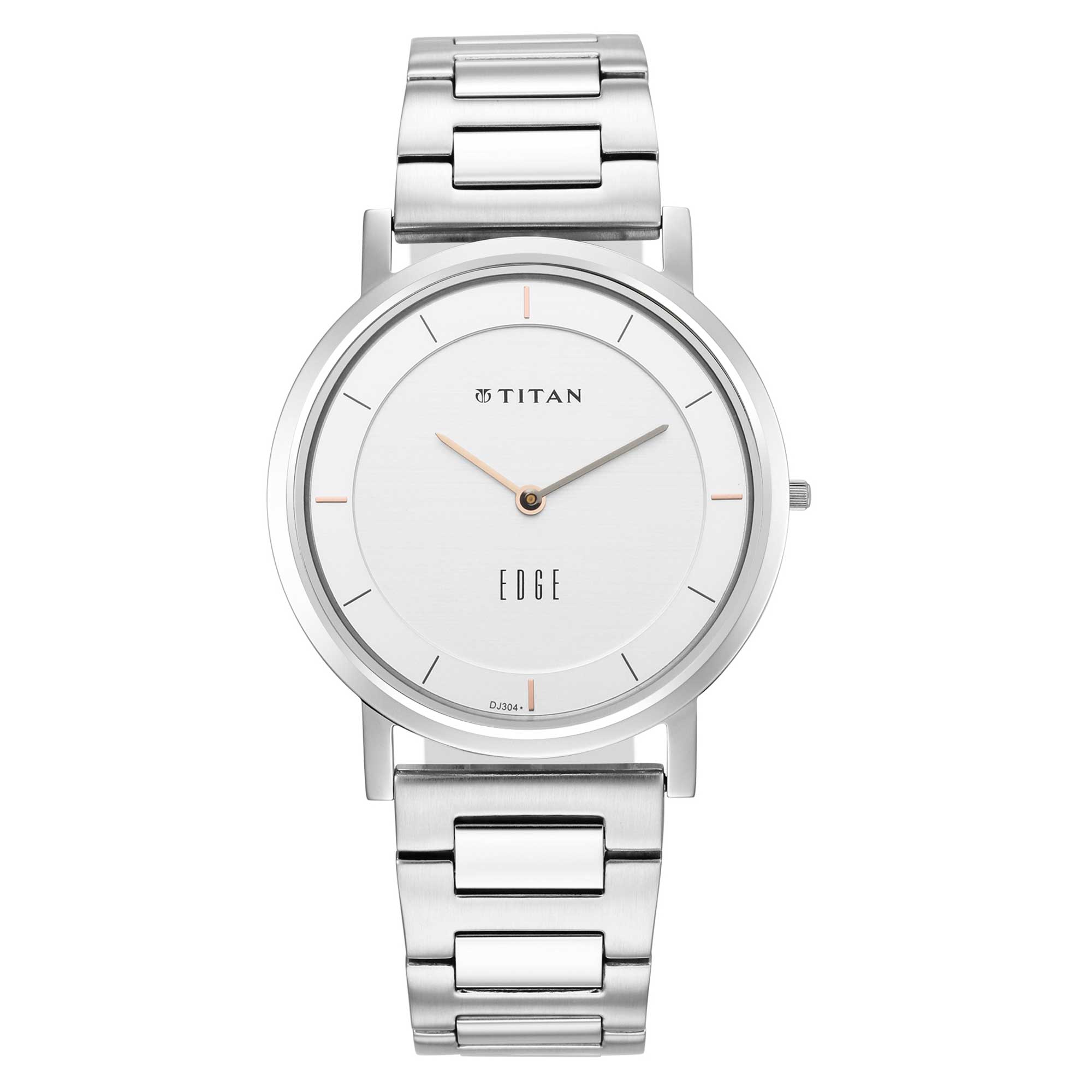 Titan Edge Silver White Dial Analog Stainless Steel Strap watch for Men