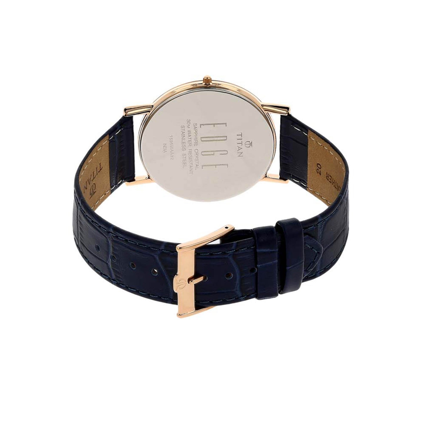 Titan Edge Blue Dial Analog Leather Strap Watch for Men