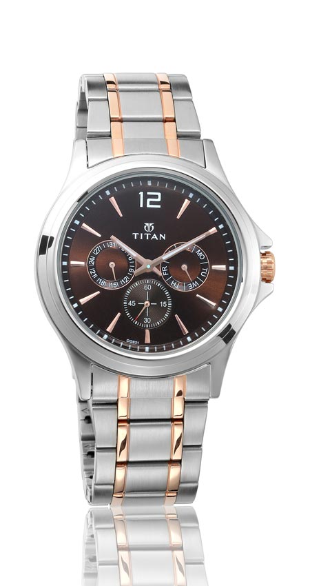 Titan Workwear Brown Dial Multi Stainless Steel Strap watch for Men