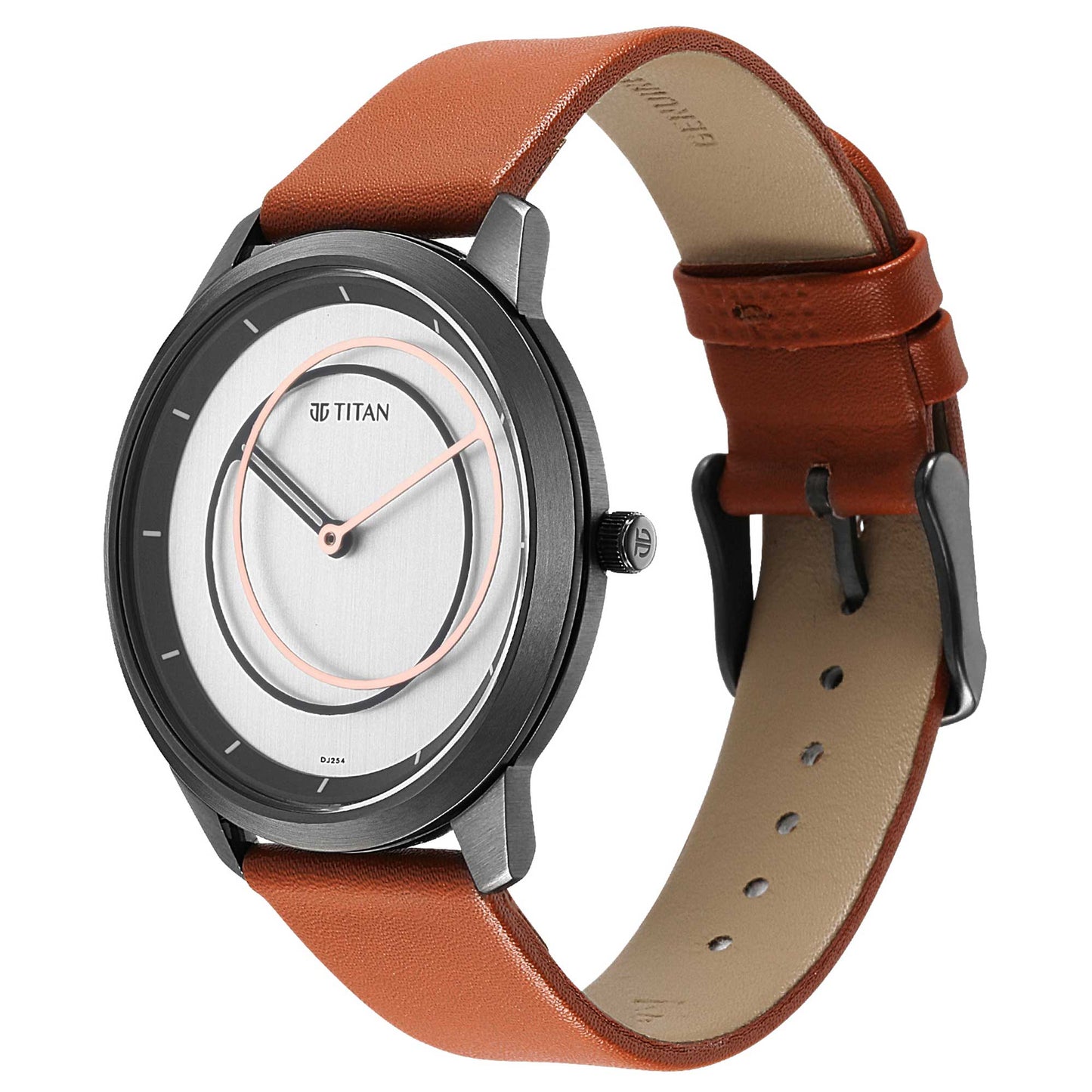 Titan Geometrix Silver Dial Analog Leather Strap watch for Men