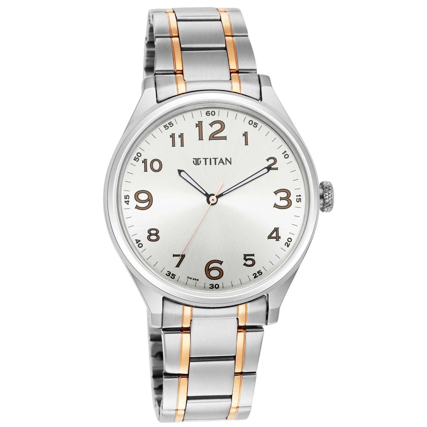 Titan Quartz Analog Silver White Dial Stainless Steel Strap Watch for Men