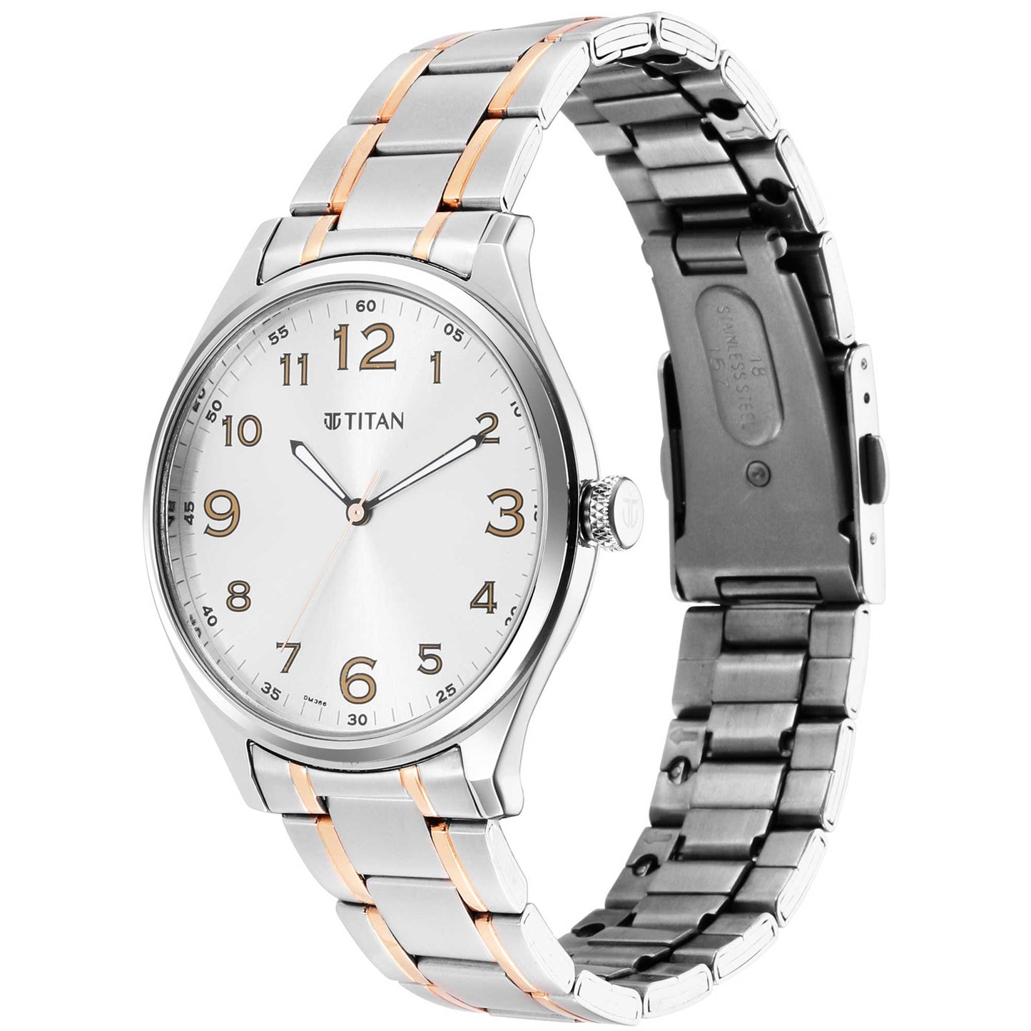 Titan Quartz Analog Silver White Dial Stainless Steel Strap Watch for Men