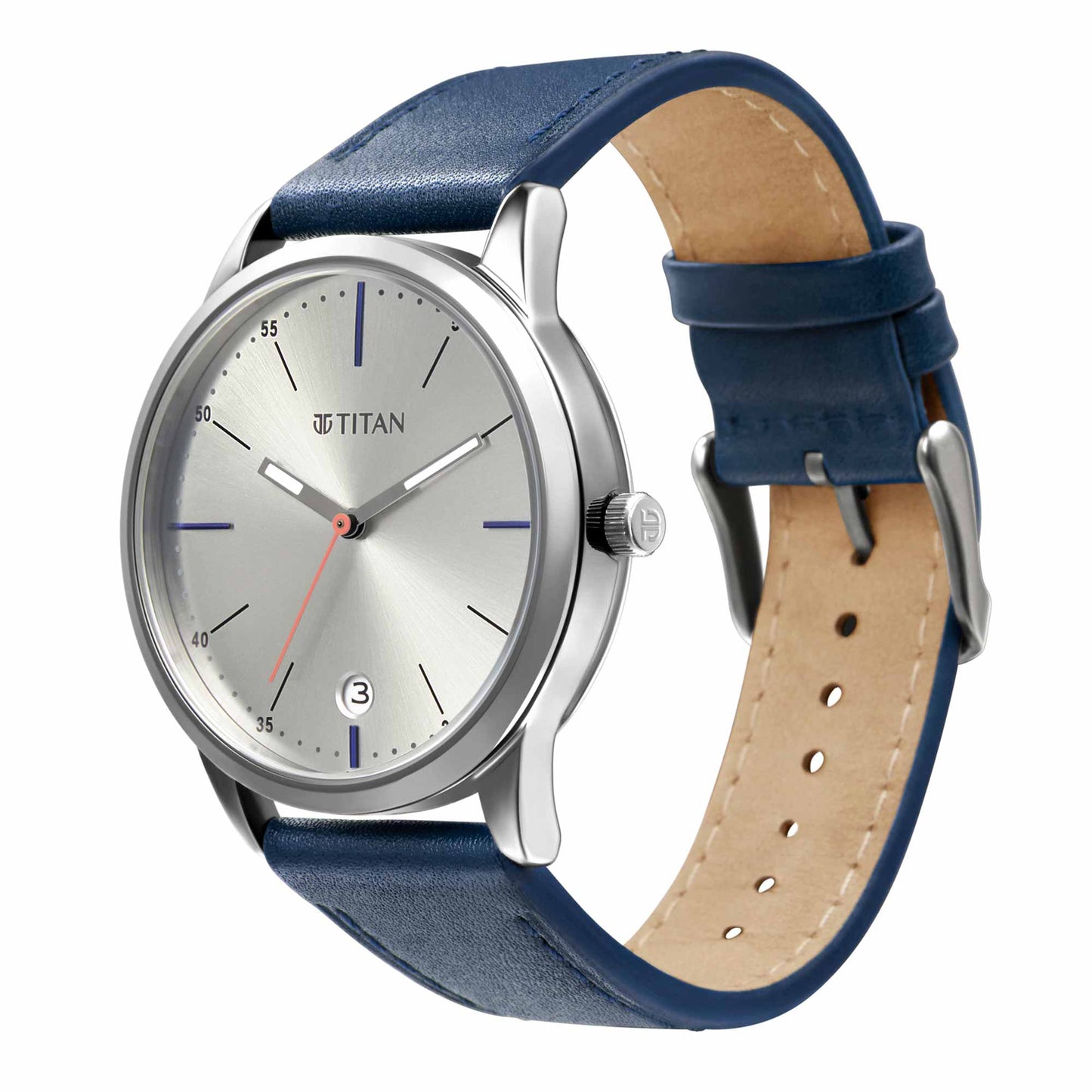 Titan Elmnt Blue Dial Analog Leather Strap watch for Men