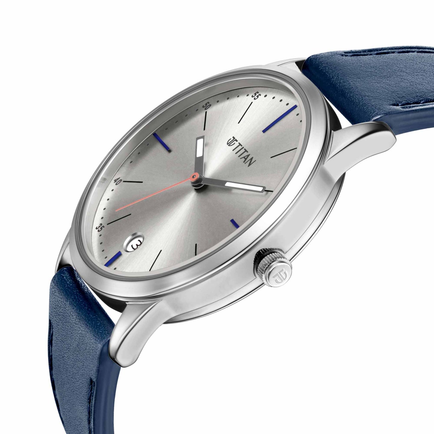 Titan Elmnt Blue Dial Analog Leather Strap watch for Men