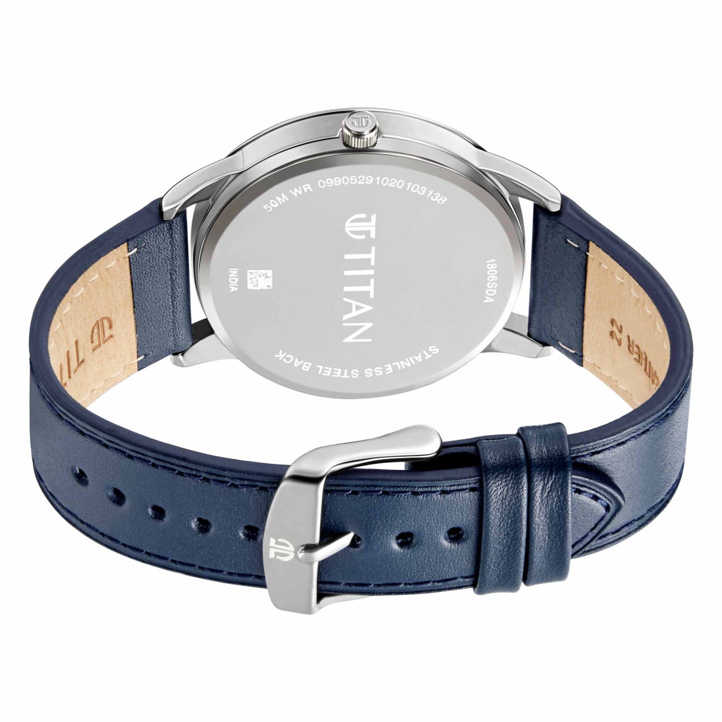 Titan Elmnt Blue Dial Analog Leather Strap watch for Men