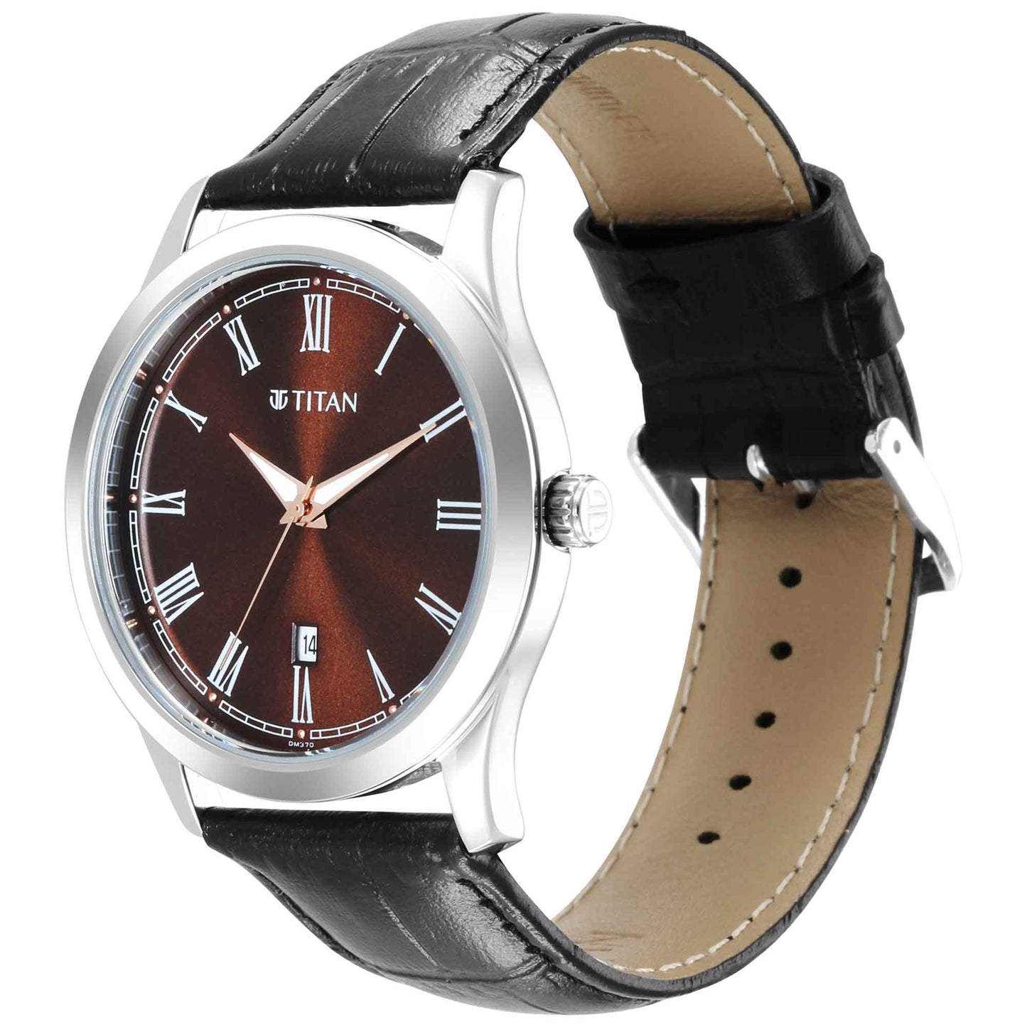 Titan Quartz Analog Dark Brown Dial Leather Strap Watch for Men