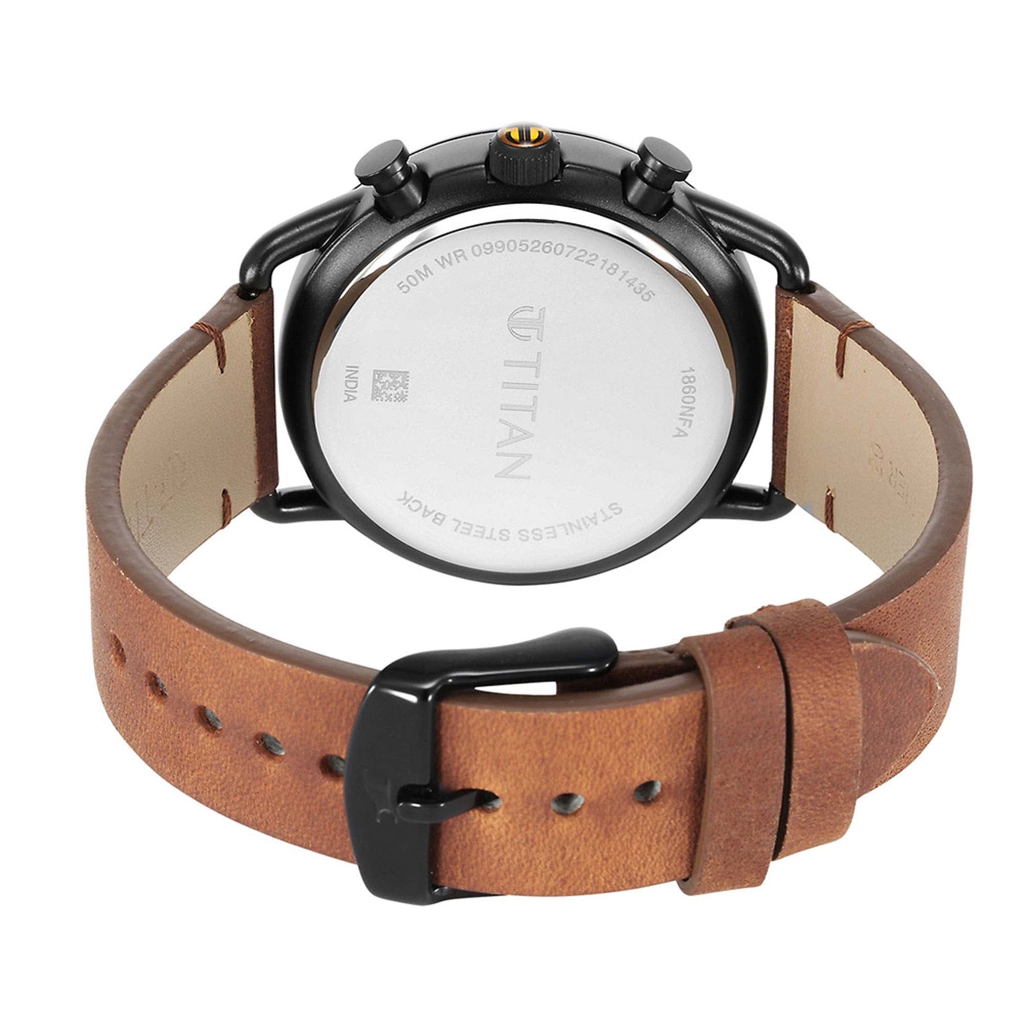 Titan Retro Analog Metal Leather Strap watch for Men