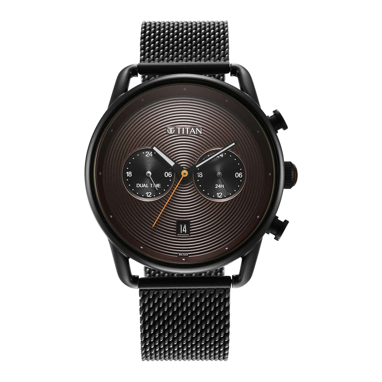 Titan Quartz Analog Black Dial Stainless Steel Strap Watch for Men