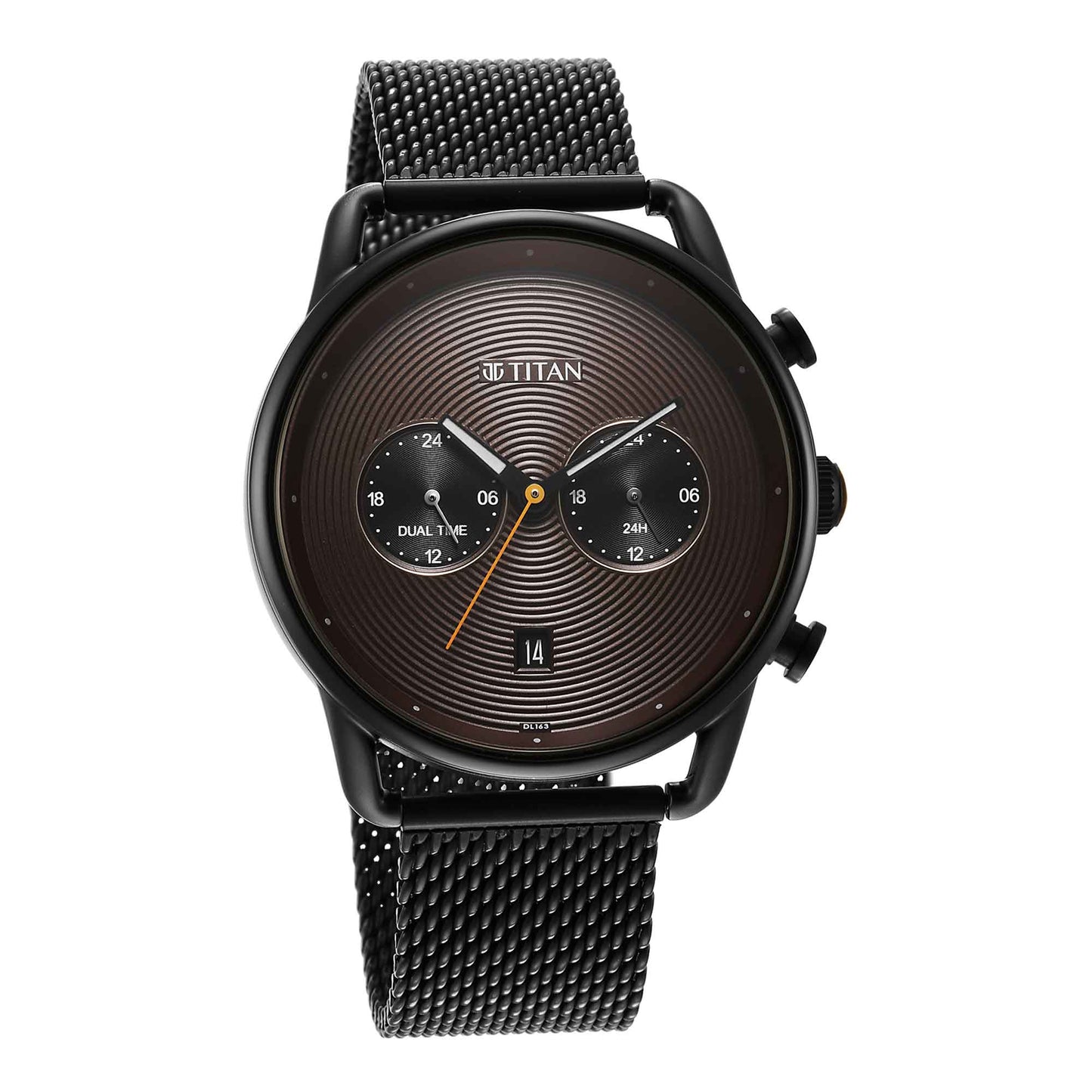 Titan Quartz Analog Black Dial Stainless Steel Strap Watch for Men