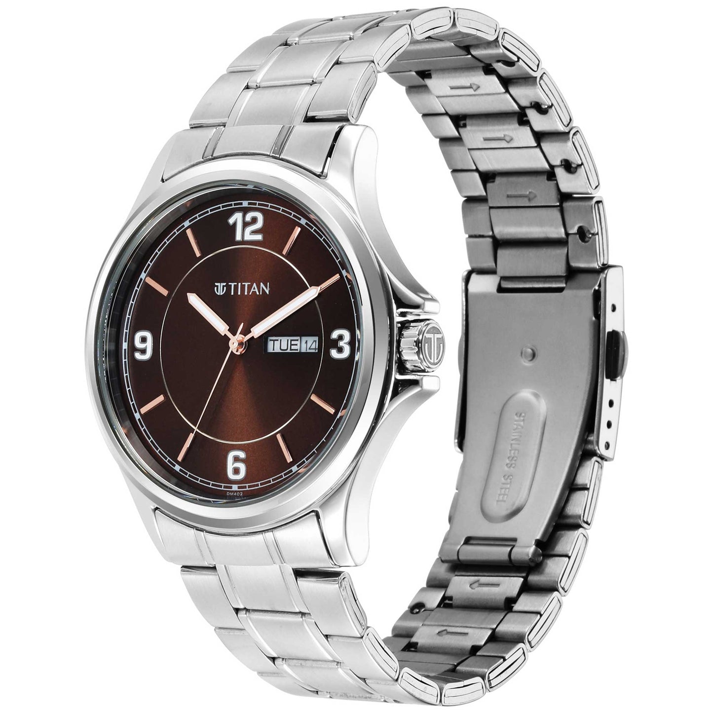 Titan Trendsetters Dark Brown Dial Analog Stainless Steel Strap watch for Men