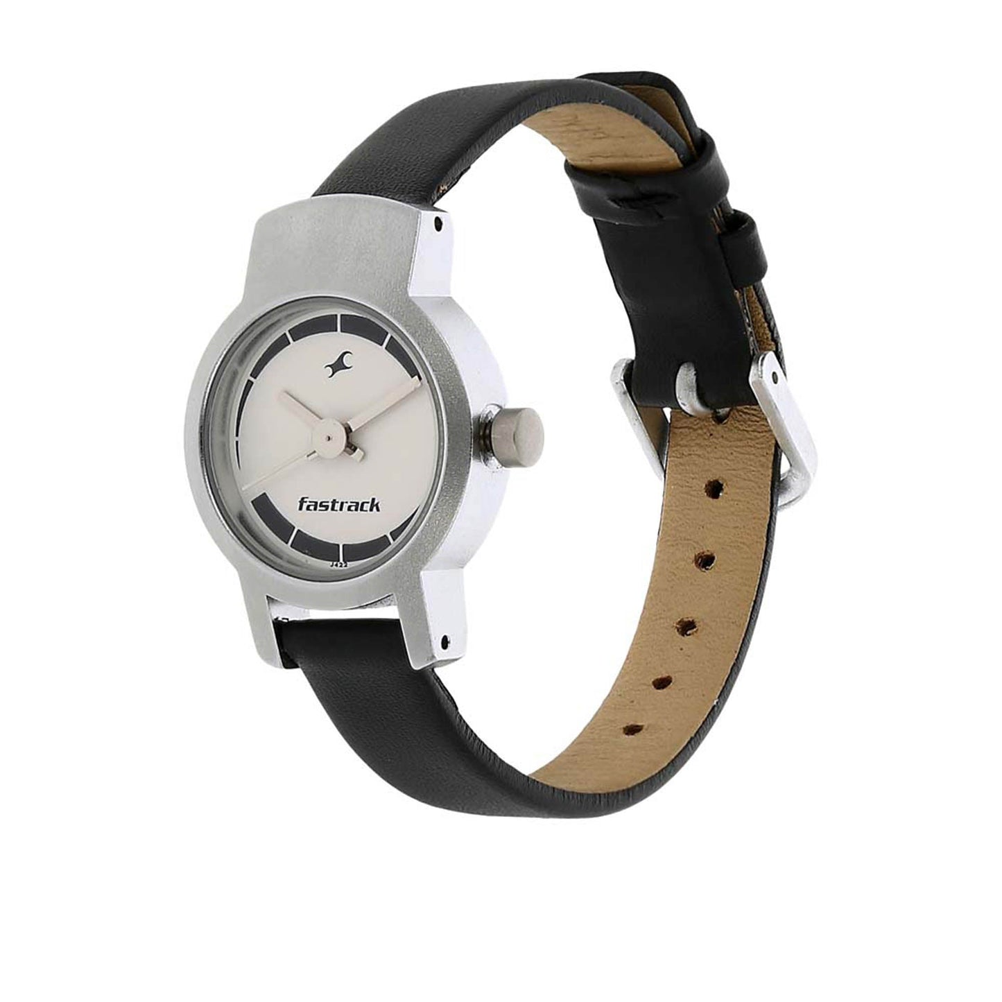 Fastrack Quartz Analog Silver Dial Leather Strap Watch for Girls