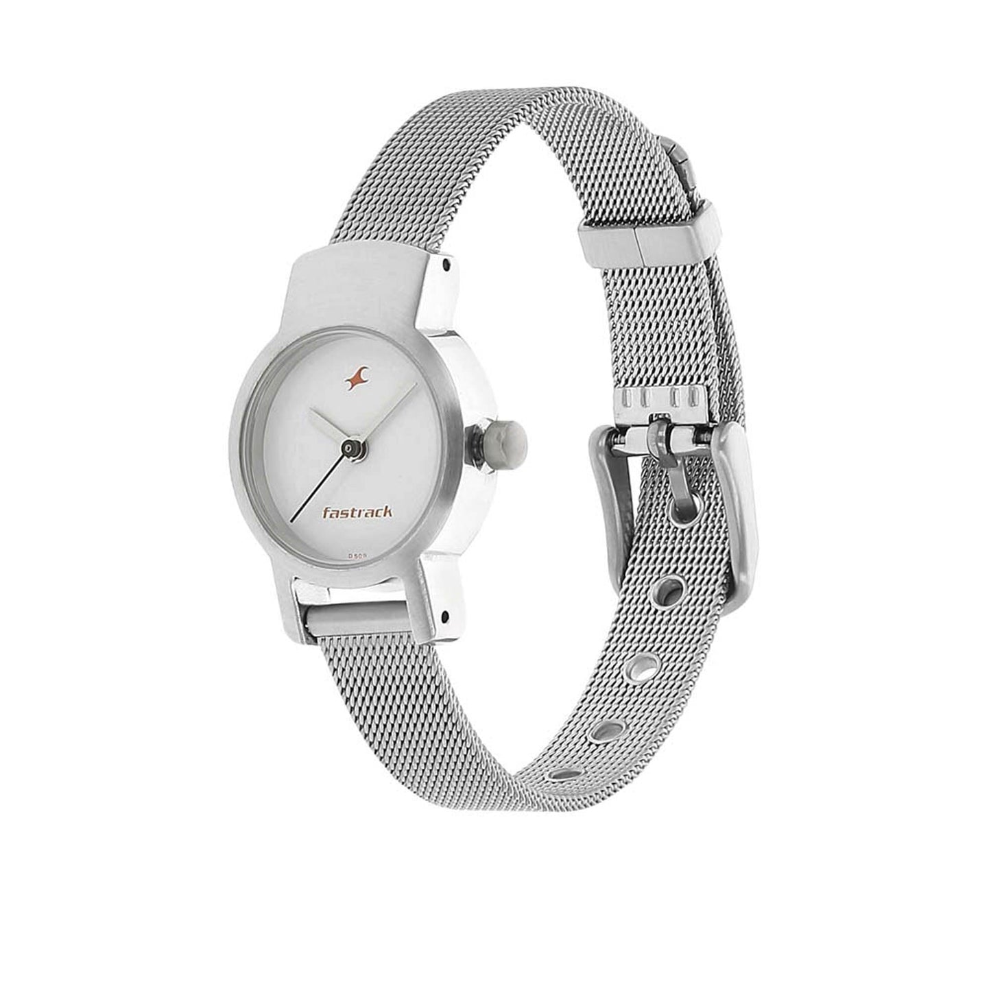 Fastrack Quartz Analog White Dial Metal Strap Watch for Girls