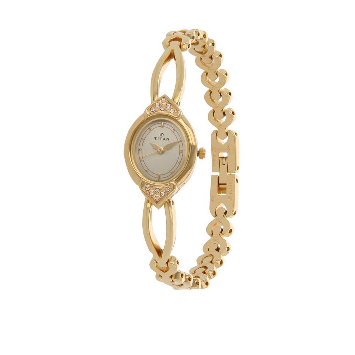 Titan Quartz Analog White Dial Metal Strap Watch for Women
