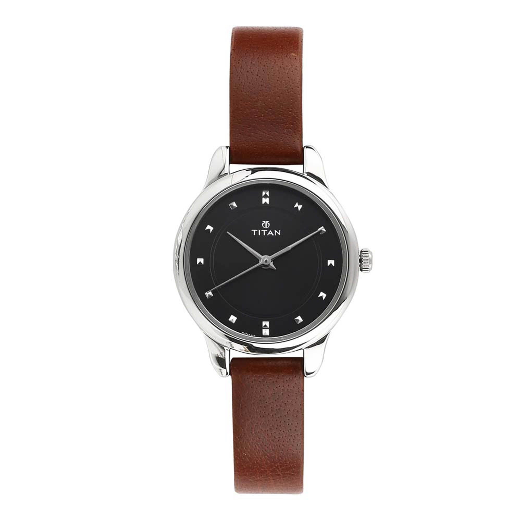 Titan Workwear Black Dial Women Watch With Leather Strap – Titan World