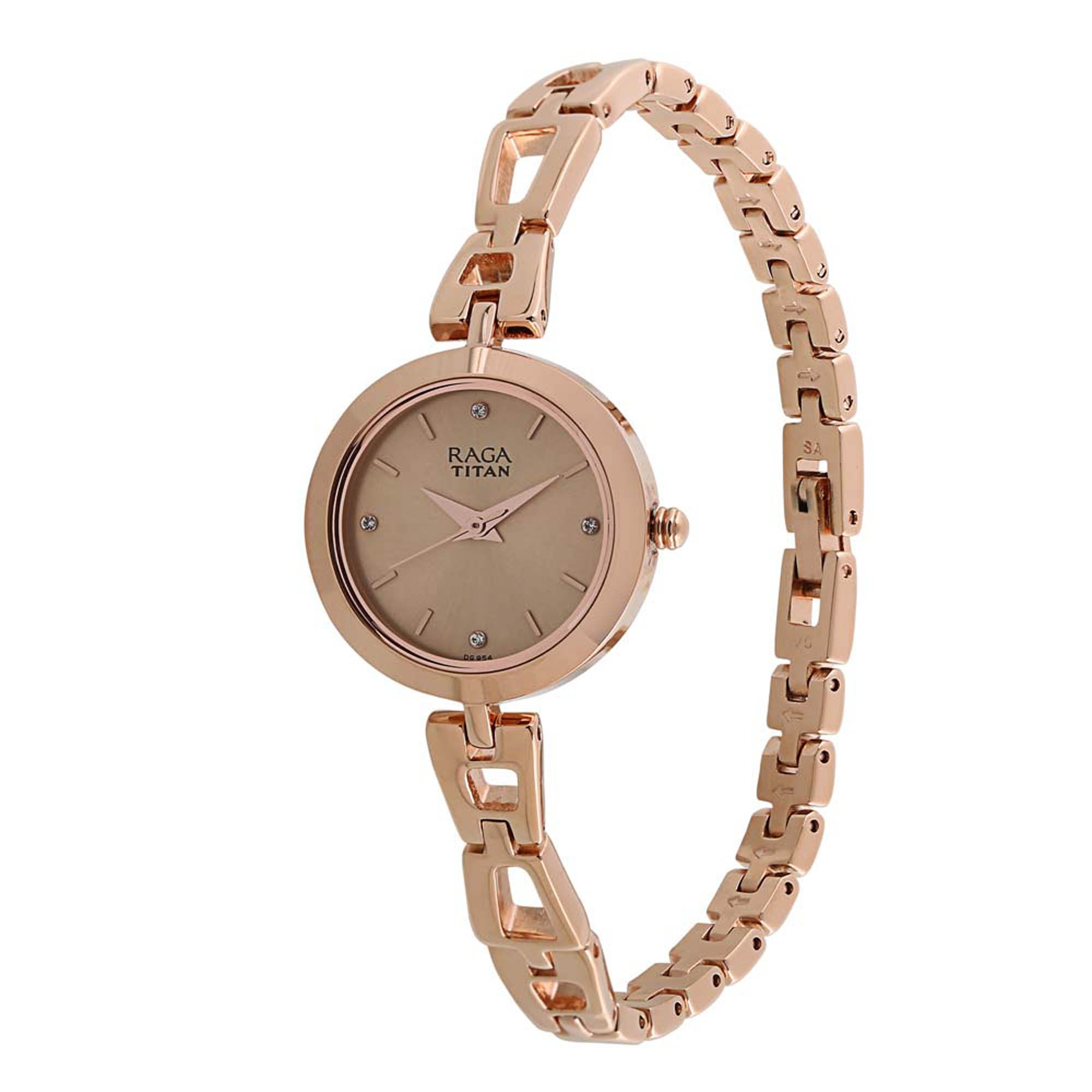 Titan Raga Beige Dial Women Watch With Metal Strap