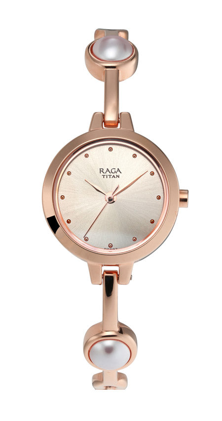 Titan Quartz Analog Grey Dial Metal Strap Watch for Women