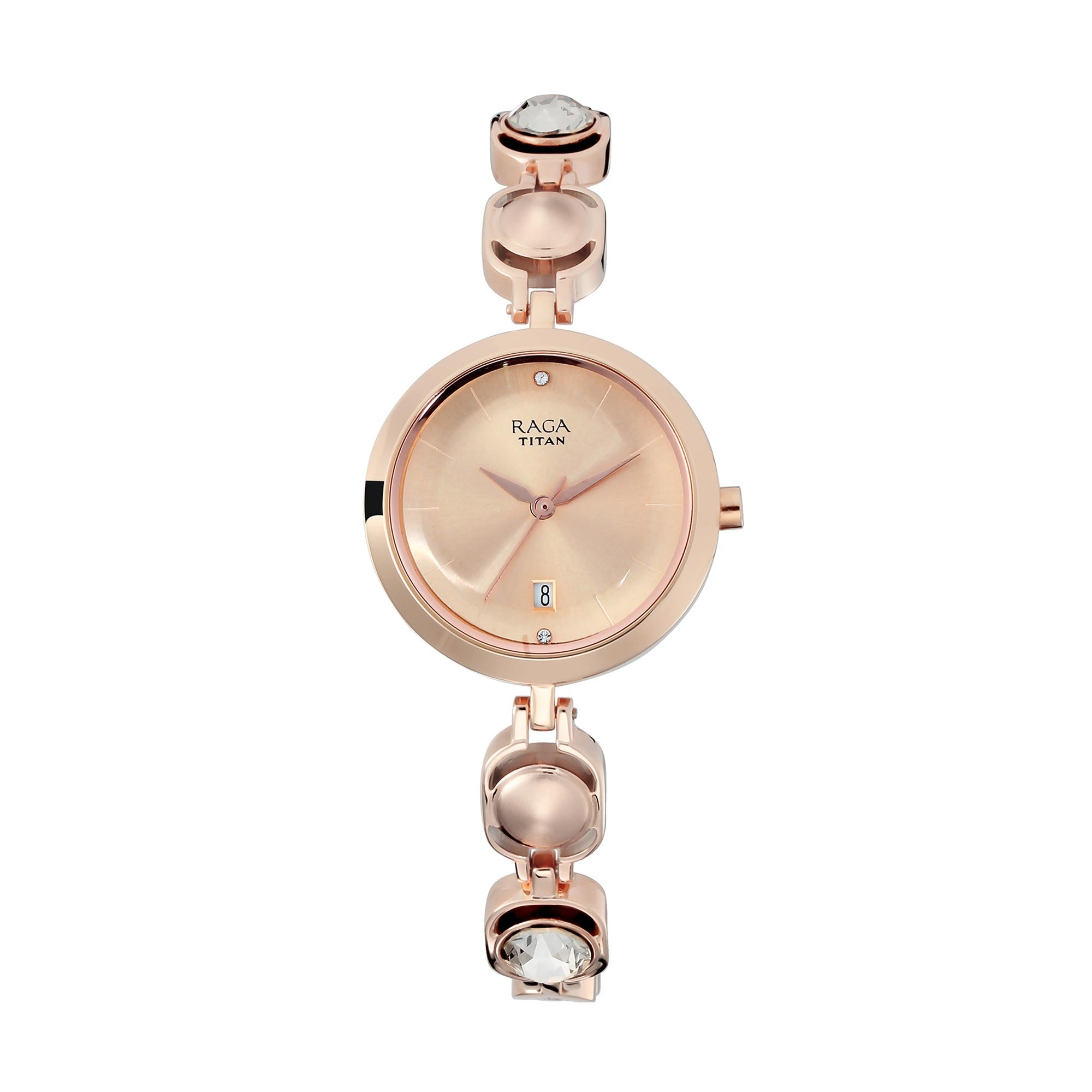 Titan Raga Viva Rose Gold Dial Analog with Date Metal Strap watch