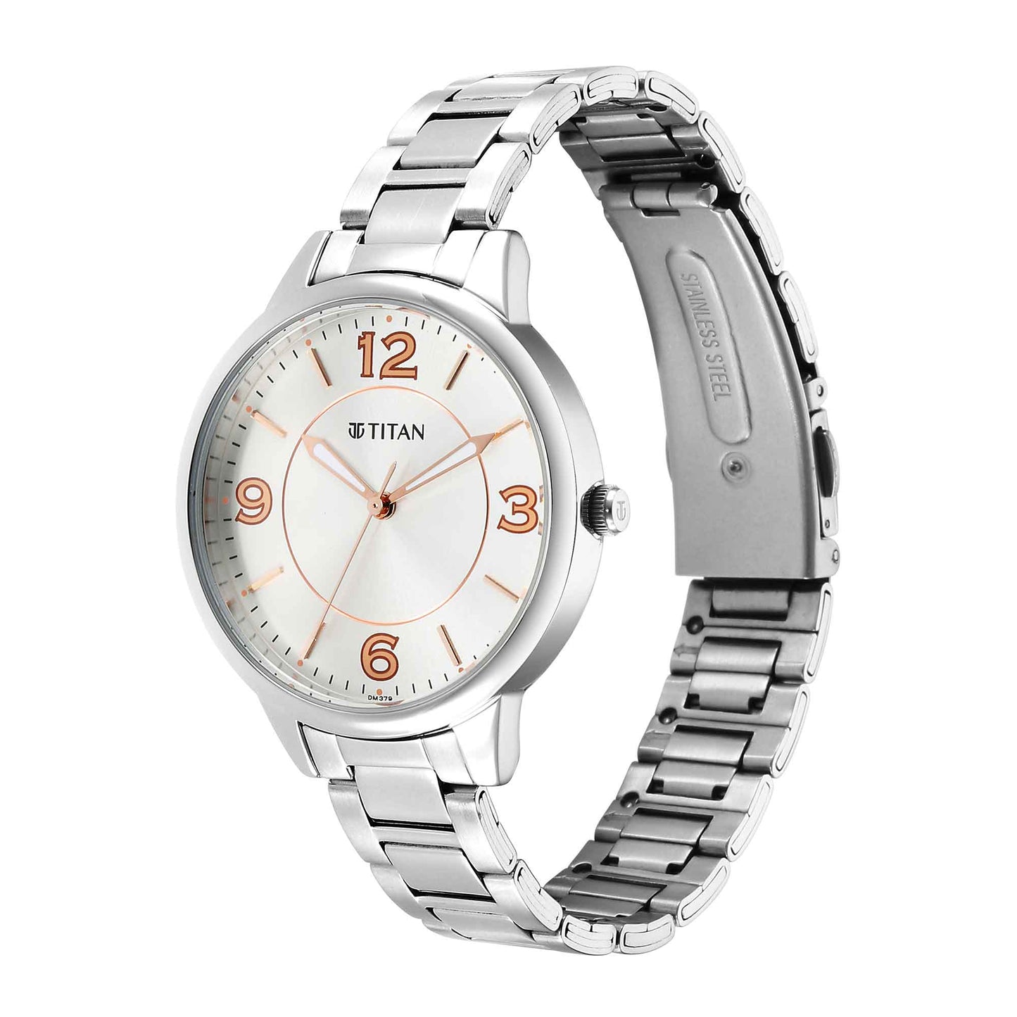 Titan Urban Silver White Dial Women Watch With Metal Strap