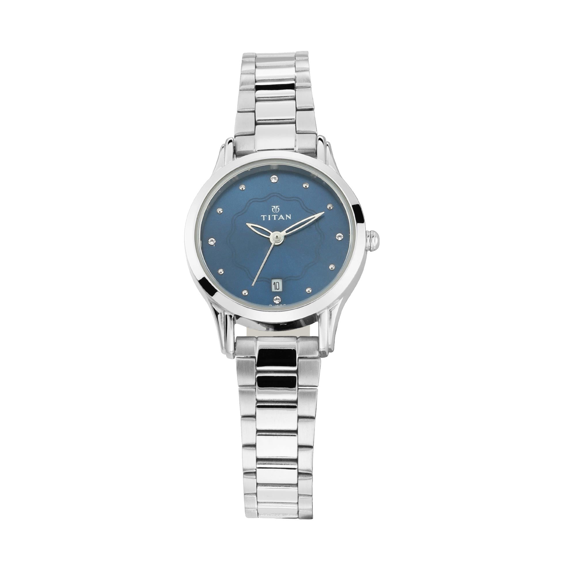Titan Quartz Analog with Date Blue Dial Metal Strap Watch for