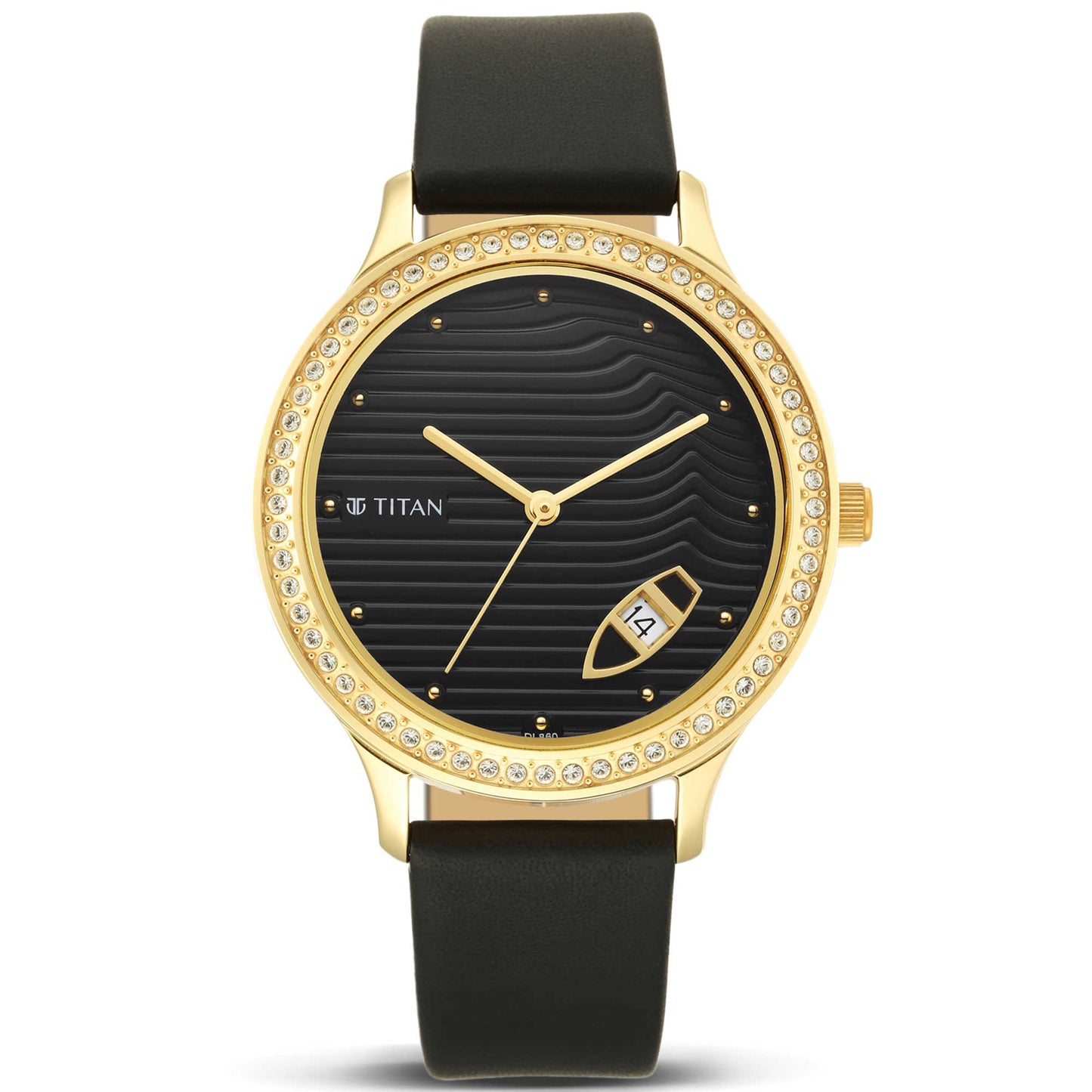 Titan Wander Black Dial Women Watch With Leather Strap