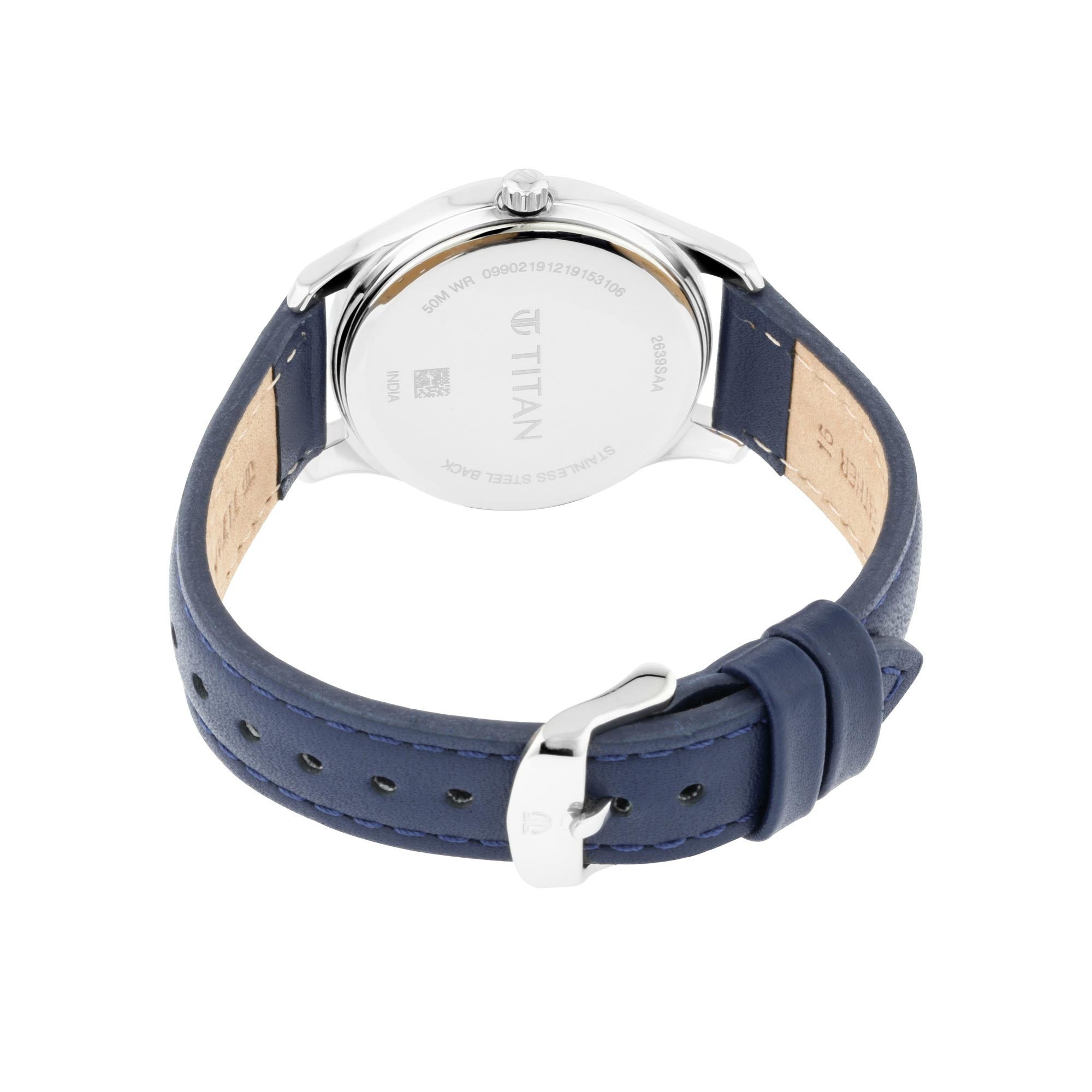 Titan Workwear Blue Dial Women Watch With Leather Strap