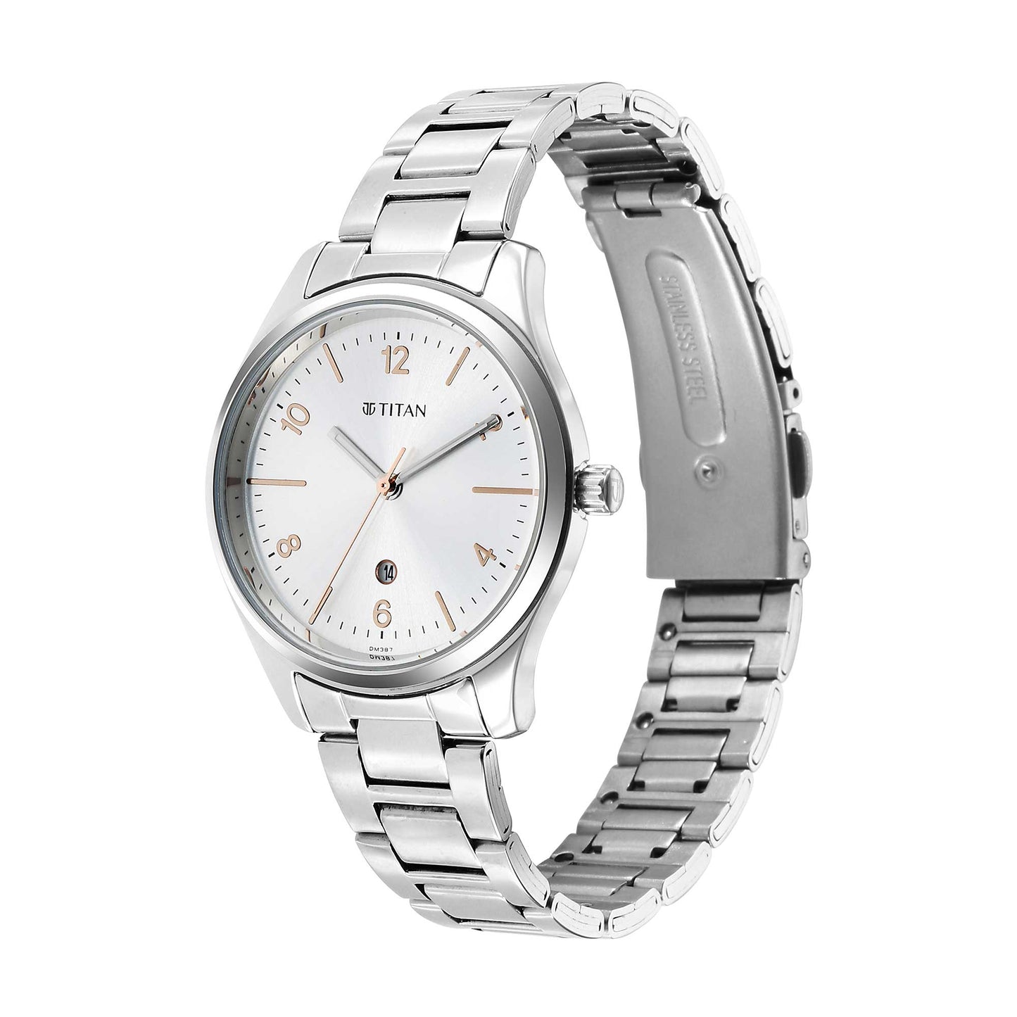 Titan Urban Silver White Dial Women Watch With Metal Strap