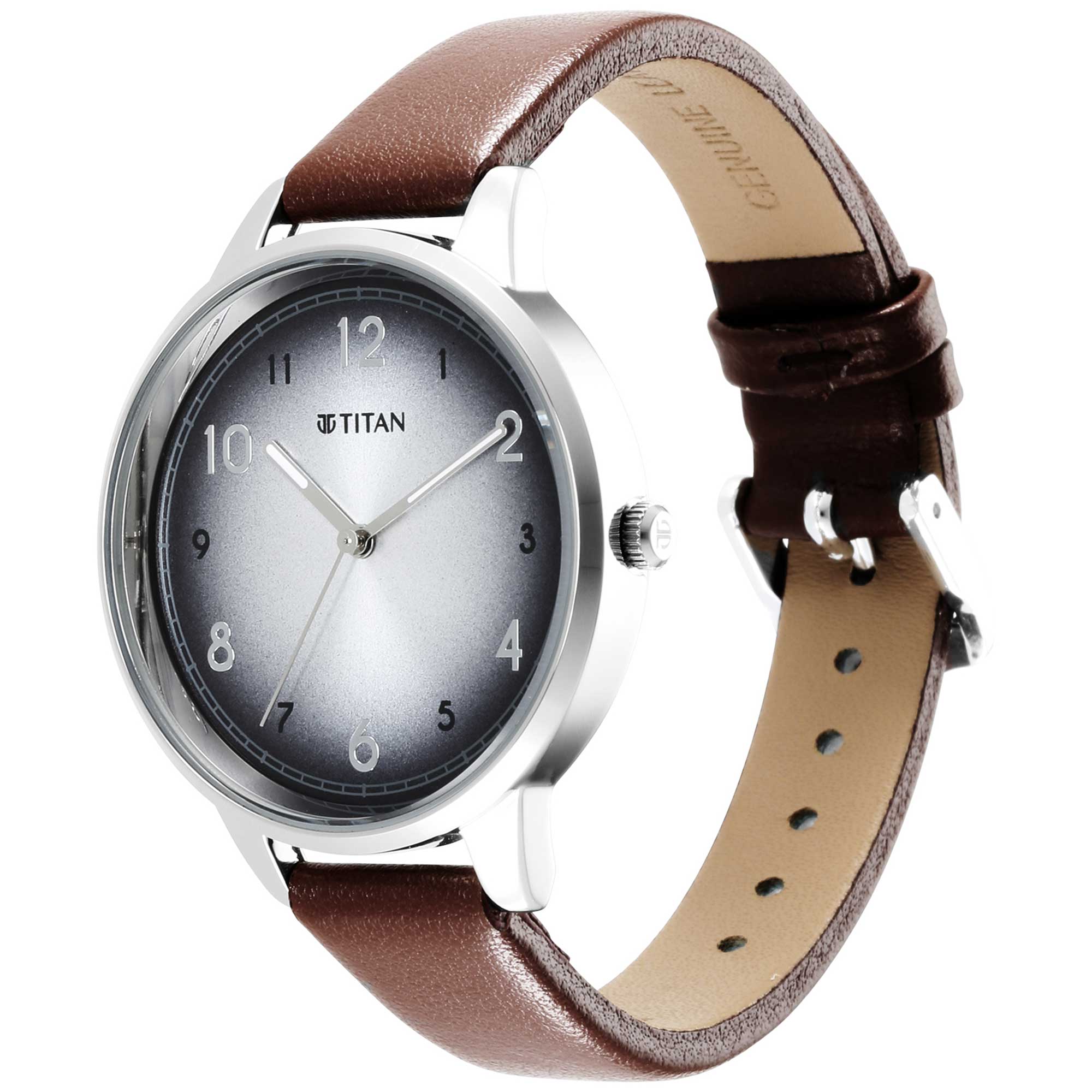 Titan Trendsetters Silver white Dial Women Watch With Leather Strap