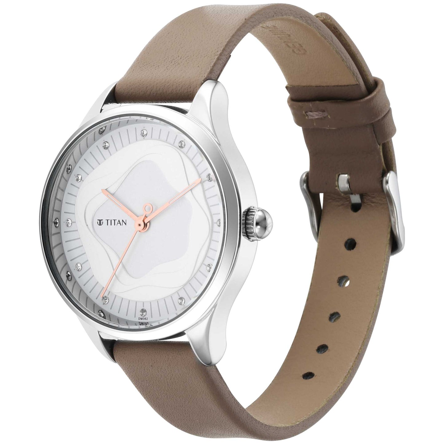 Titan Wander White Dial Analog Leather Strap watch for Women