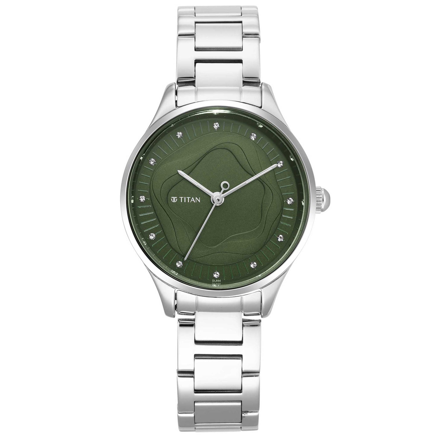 Titan Wander Green Dial Analog Stainless Steel Strap Watch for Women