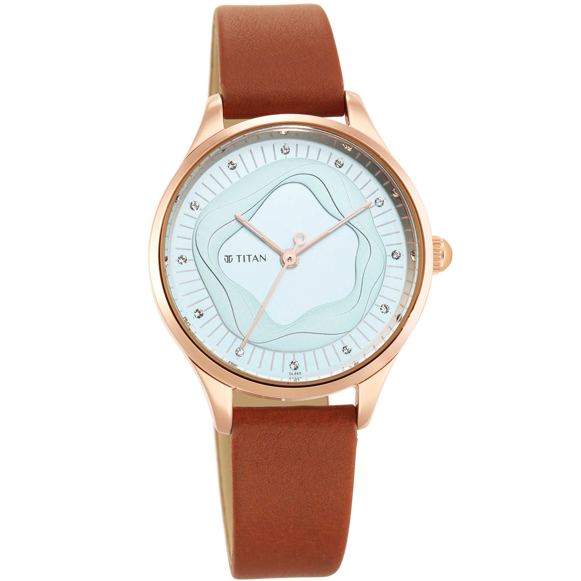 Titan Wander Blue Dial Analog Leather Strap Watch for Women