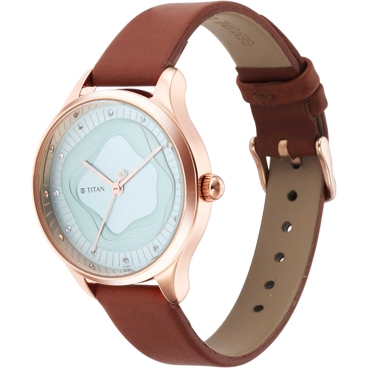 Titan Wander Blue Dial Analog Leather Strap Watch for Women