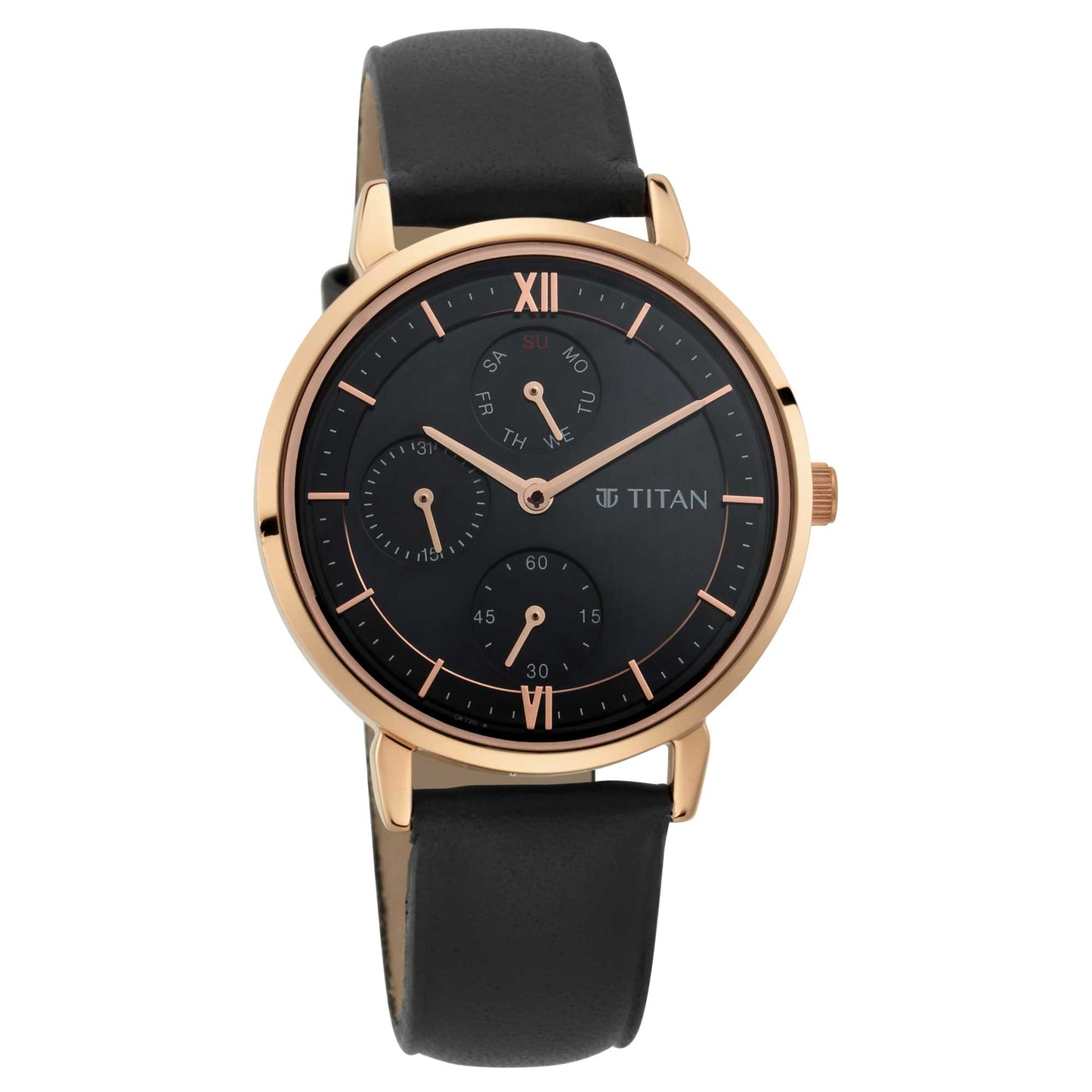 Titan Workwear Black Dial Multi Leather Strap watch for Women