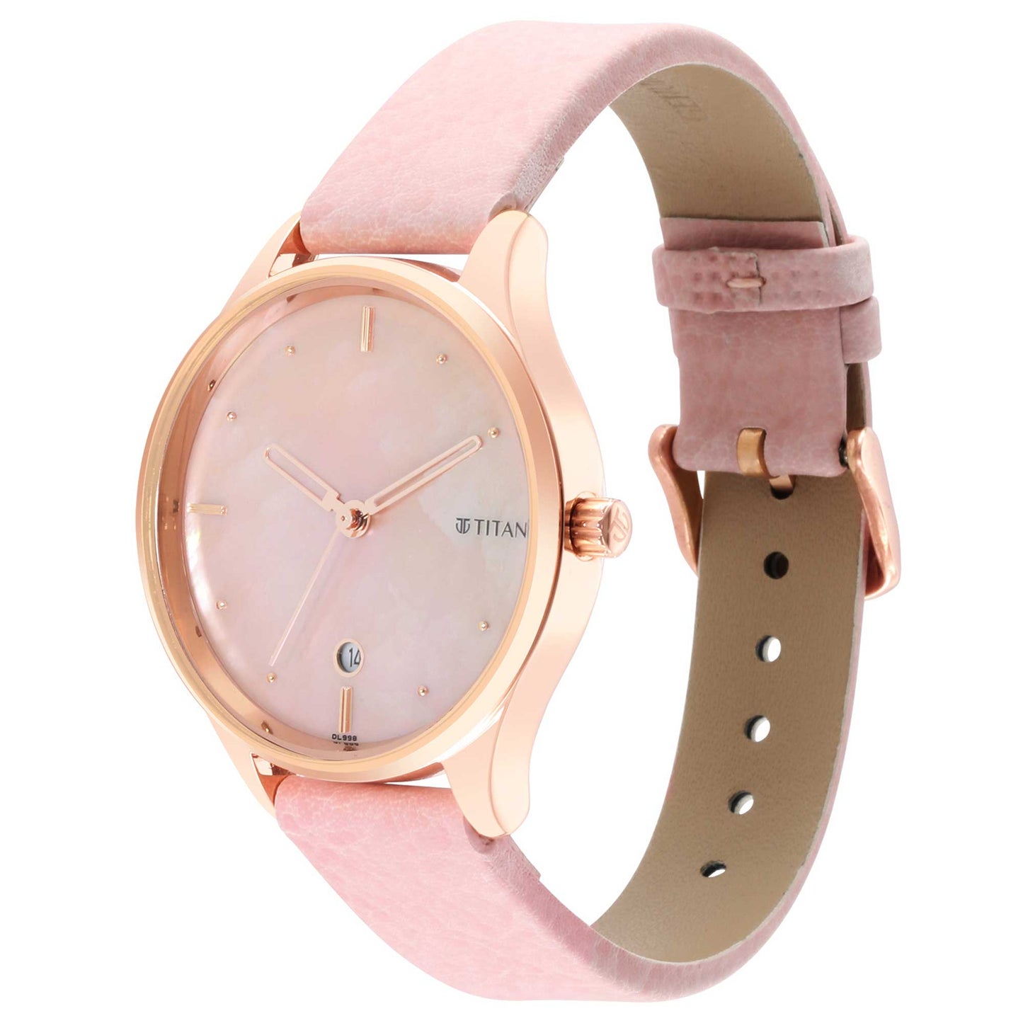 Titan Pastel Dreams Pink Mother of Pearl Dial Analog Leather Strap Watch for Women