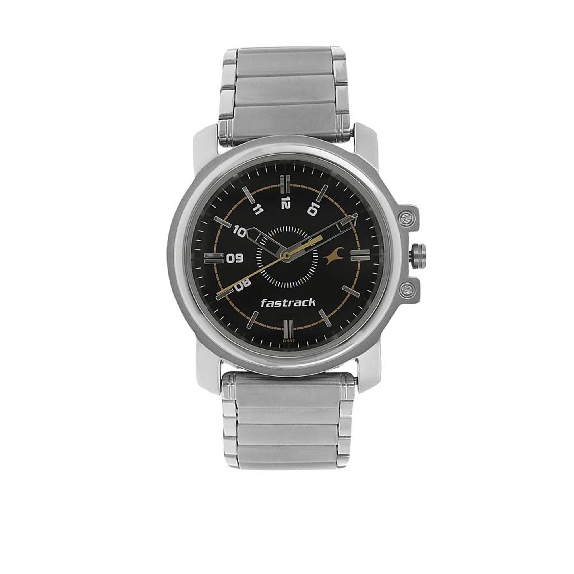 Fastrack Quartz Analog Black Dial Stainless Steel Strap Watch for