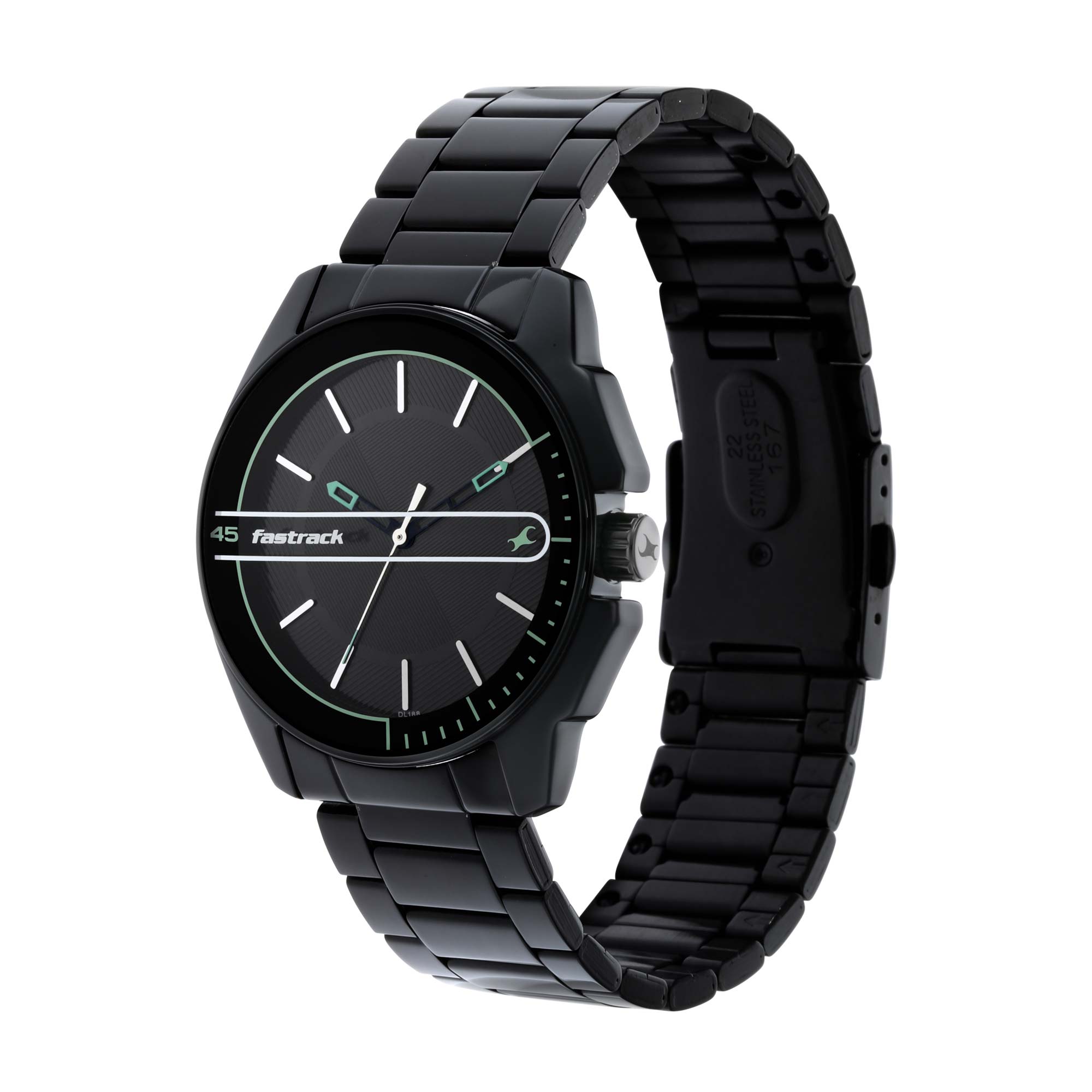 Fastrack Wear Your Look Quartz Analog Black Dial Metal Strap Watch for Guys