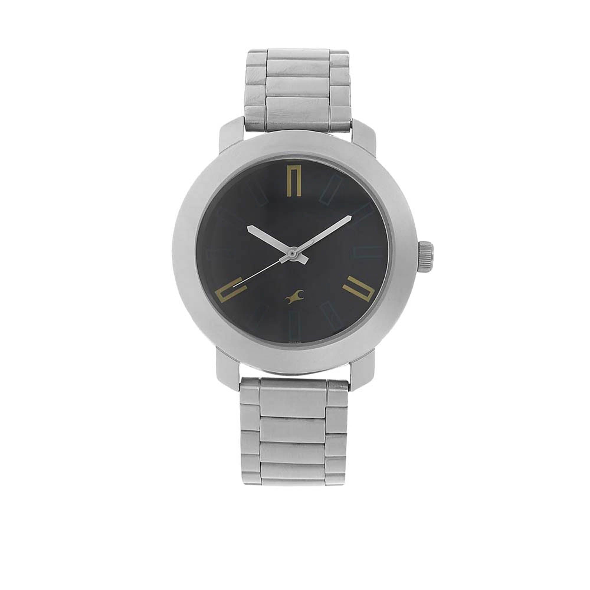 Fastrack Quartz Analog Black Dial Stainless Steel Strap Watch for