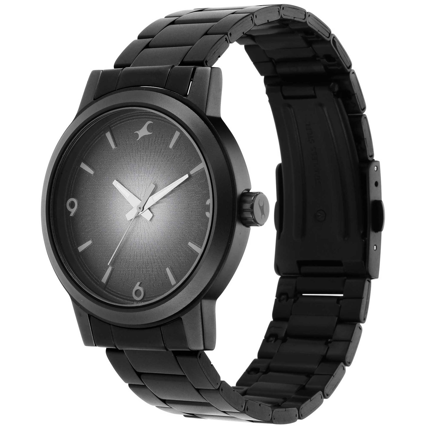 Fastrack Stunners Quartz Analog Black Dial Metal Strap Watch for Guys