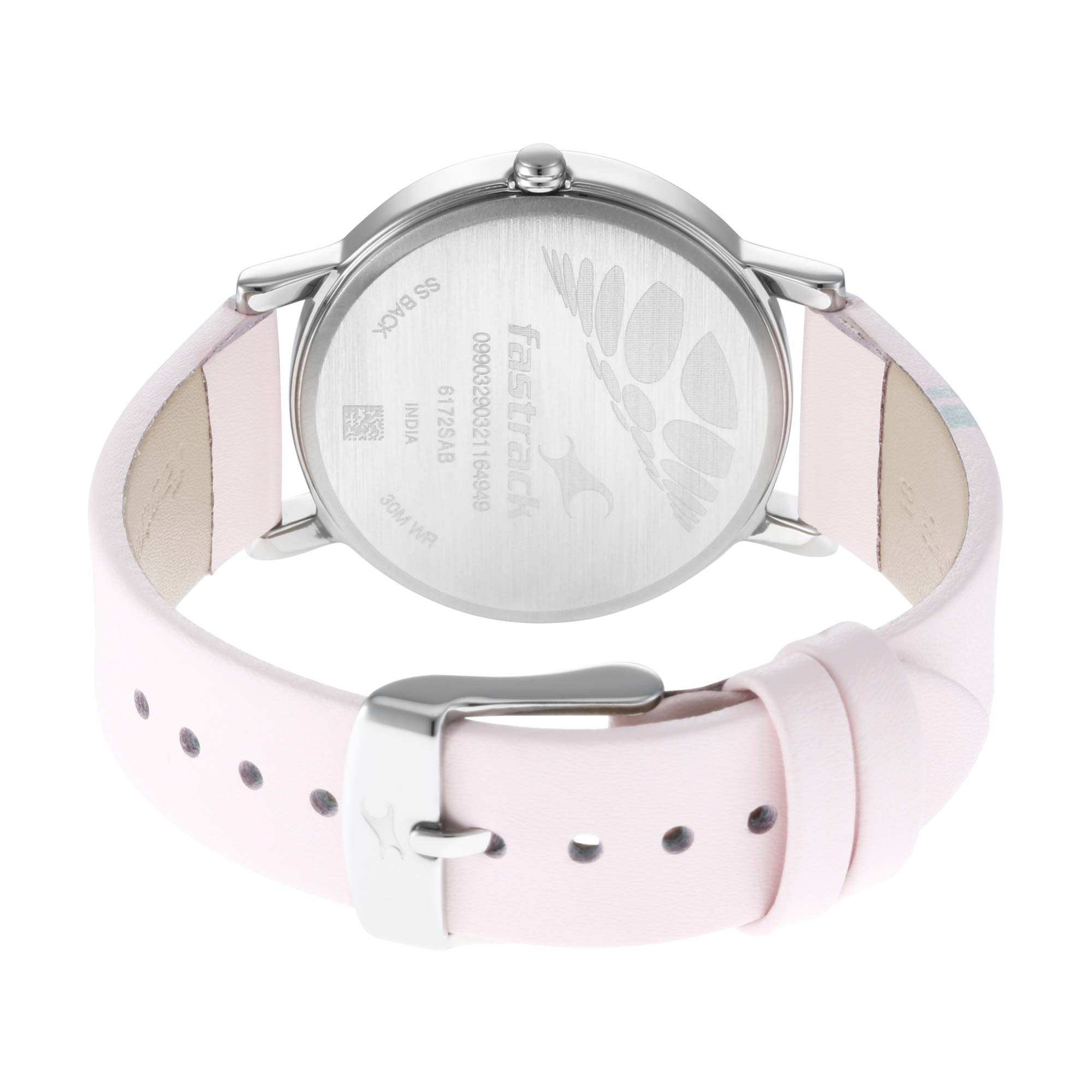 Fastrack Wear Your Look Quartz Analog with Day and Date Pink Dial Leather Strap Watch for Girls