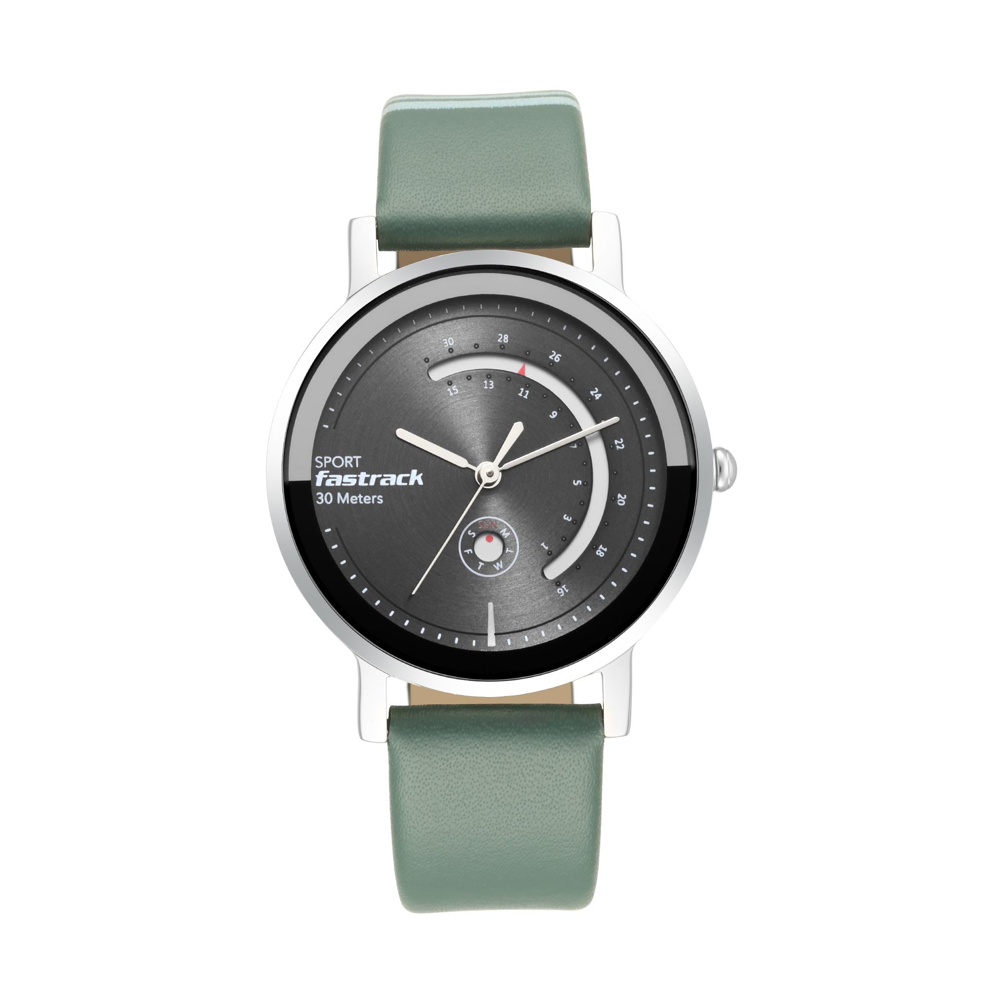 Fastrack Wear Your Look Quartz Analog with Day and Date Grey Dial Leather Strap Watch for Girls