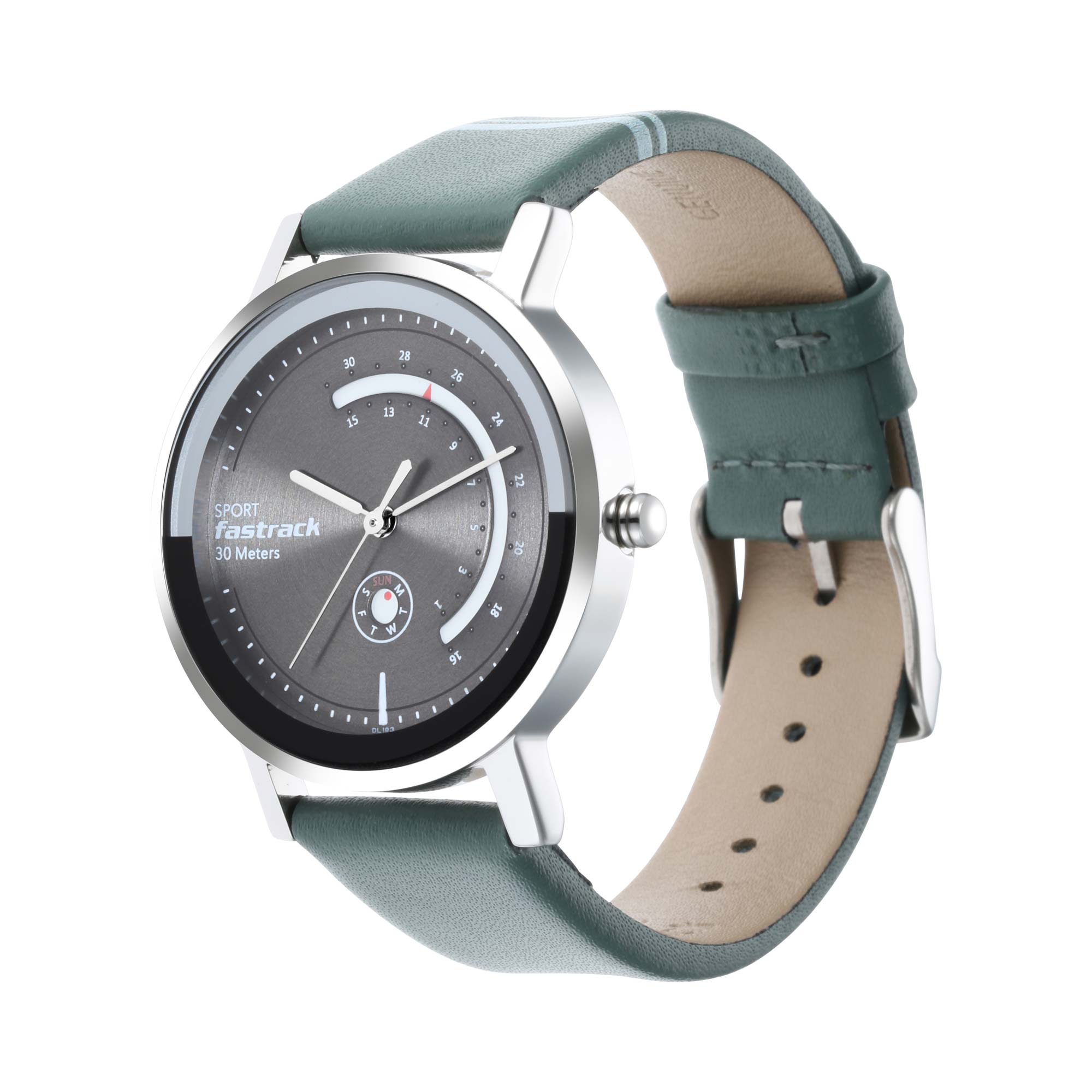 Fastrack Wear Your Look Quartz Analog with Day and Date Grey Dial Leather Strap Watch for Girls