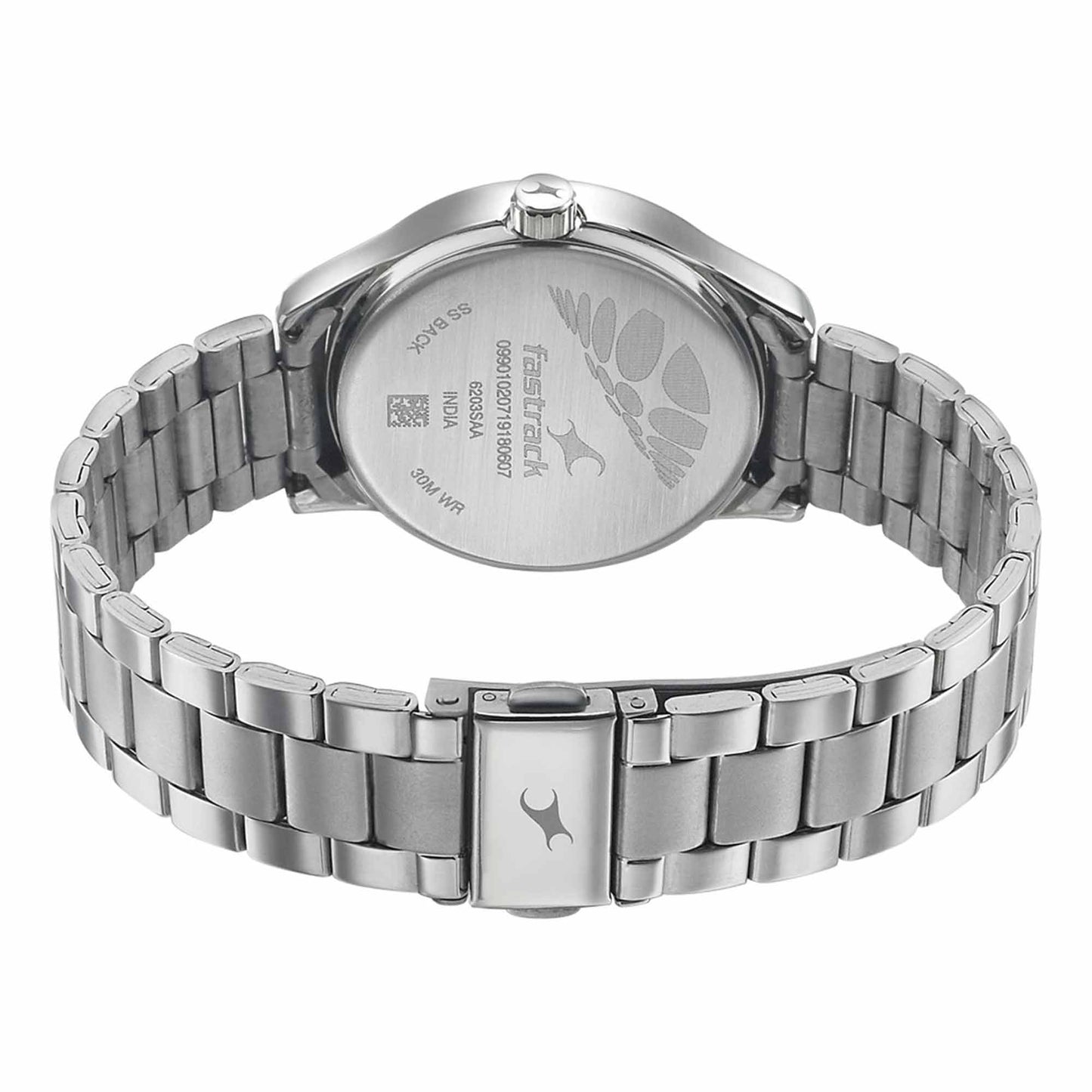 Fastrack Quartz Analog Black Dial Stainless Steel Strap Watch for Girls