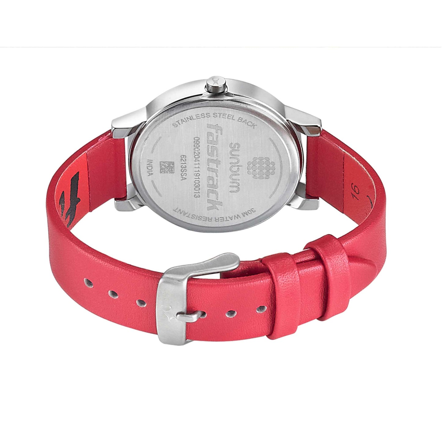 Fastrack Sunburn Quartz Analog Pink Dial Leather Strap Watch for Girls