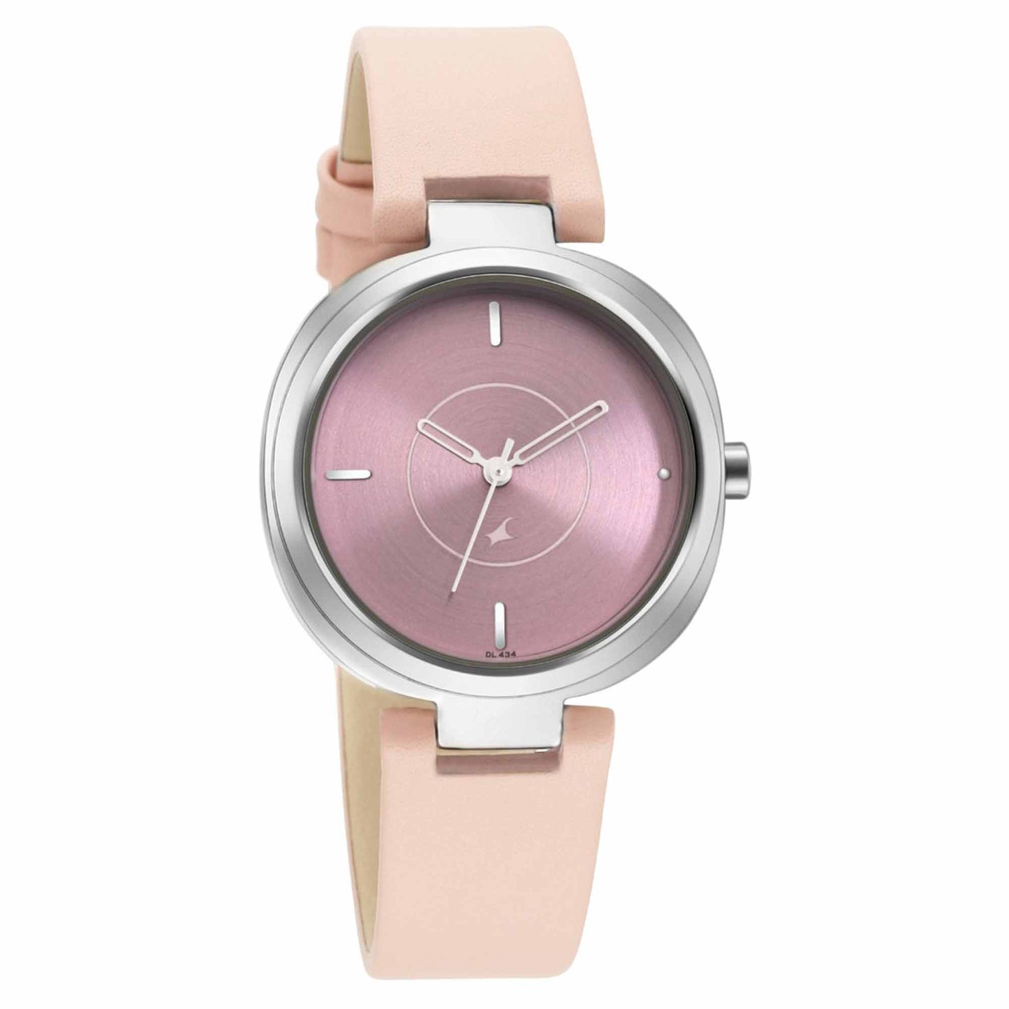 Fastrack Stunners Quartz Analog Pink Dial Leather Strap Watch for Girls