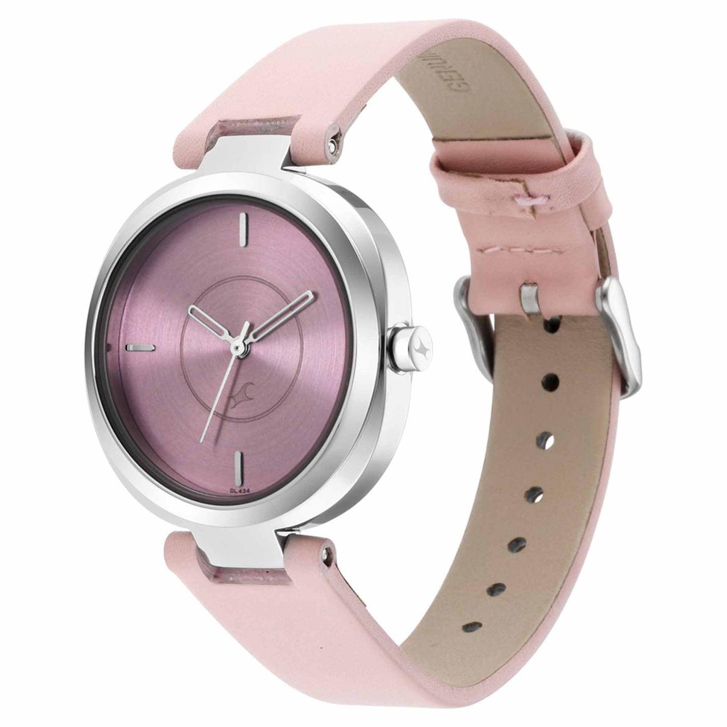 Fastrack Stunners Quartz Analog Pink Dial Leather Strap Watch for Girls