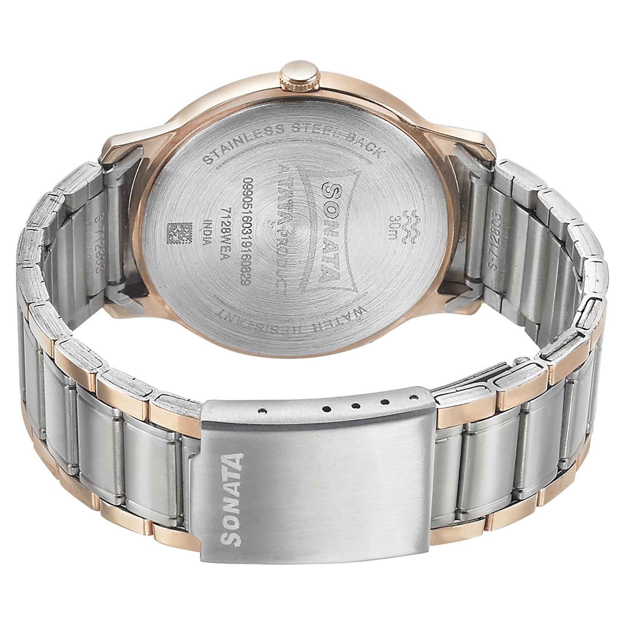 Sonata Quartz Analog Blue Dial Metal Strap Watch for Men