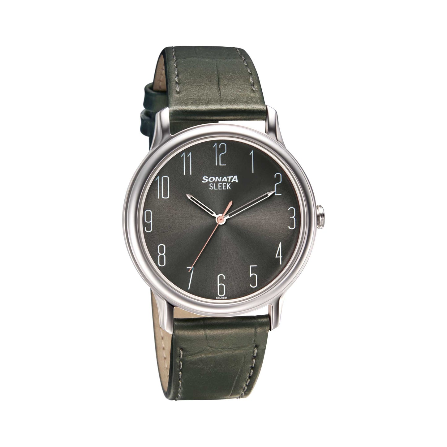Sonata Quartz Analog Grey Dial Leather Strap Watch for Men