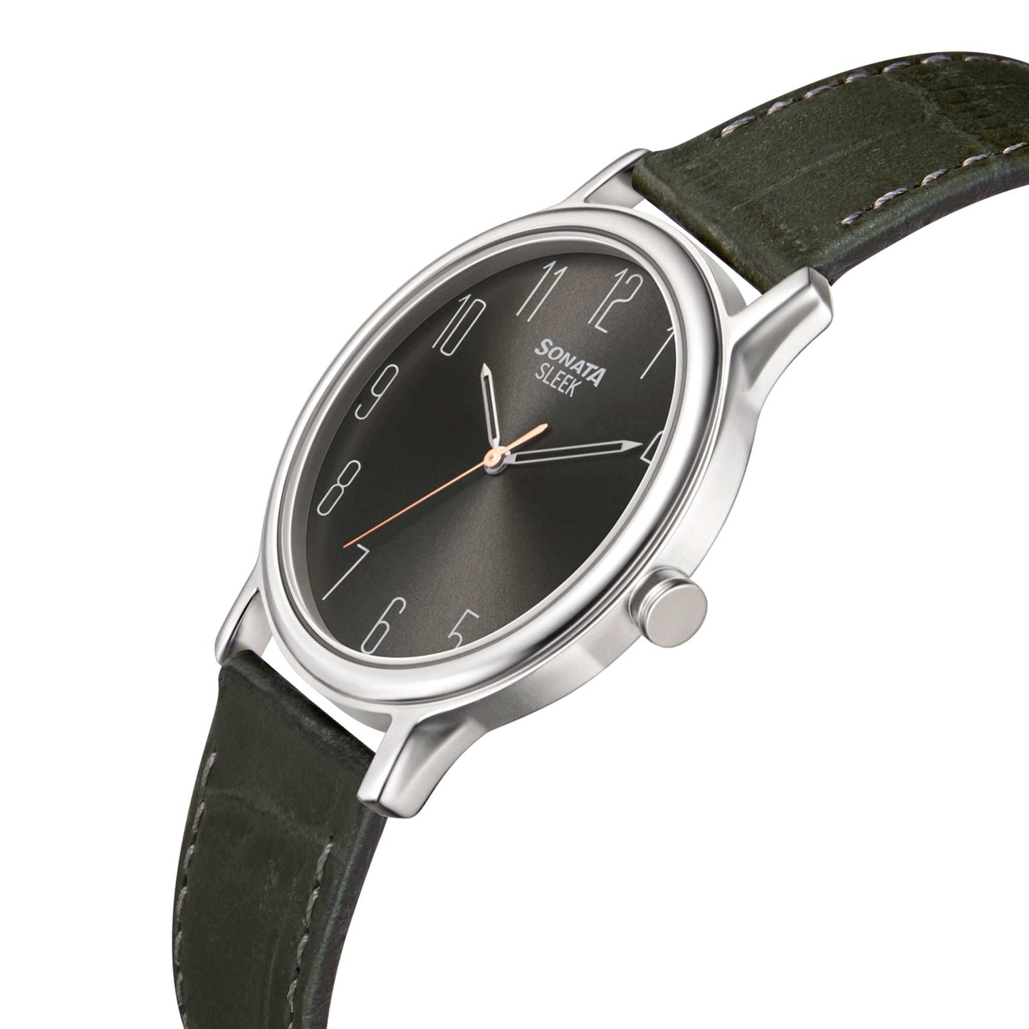 Sonata Quartz Analog Grey Dial Leather Strap Watch for Men