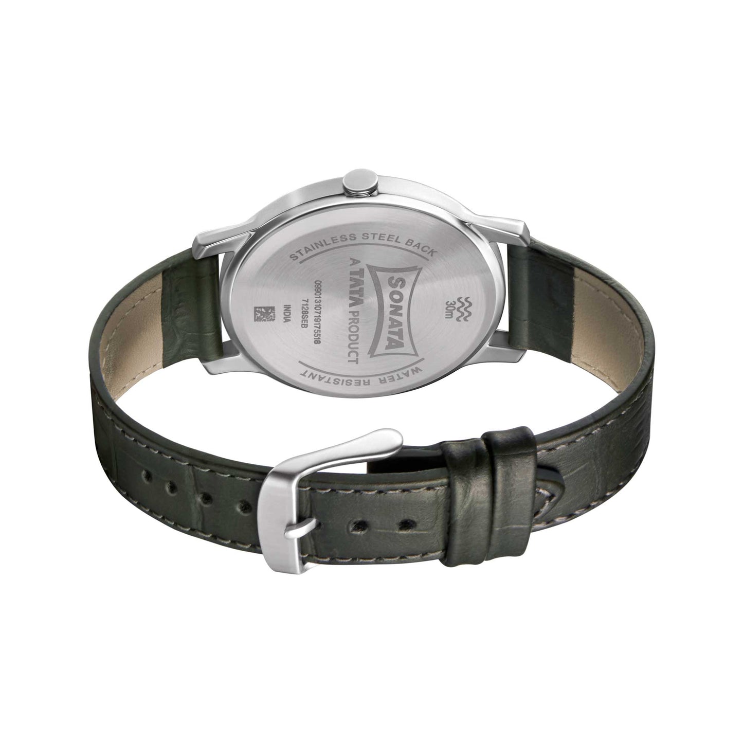Sonata Quartz Analog Grey Dial Leather Strap Watch for Men